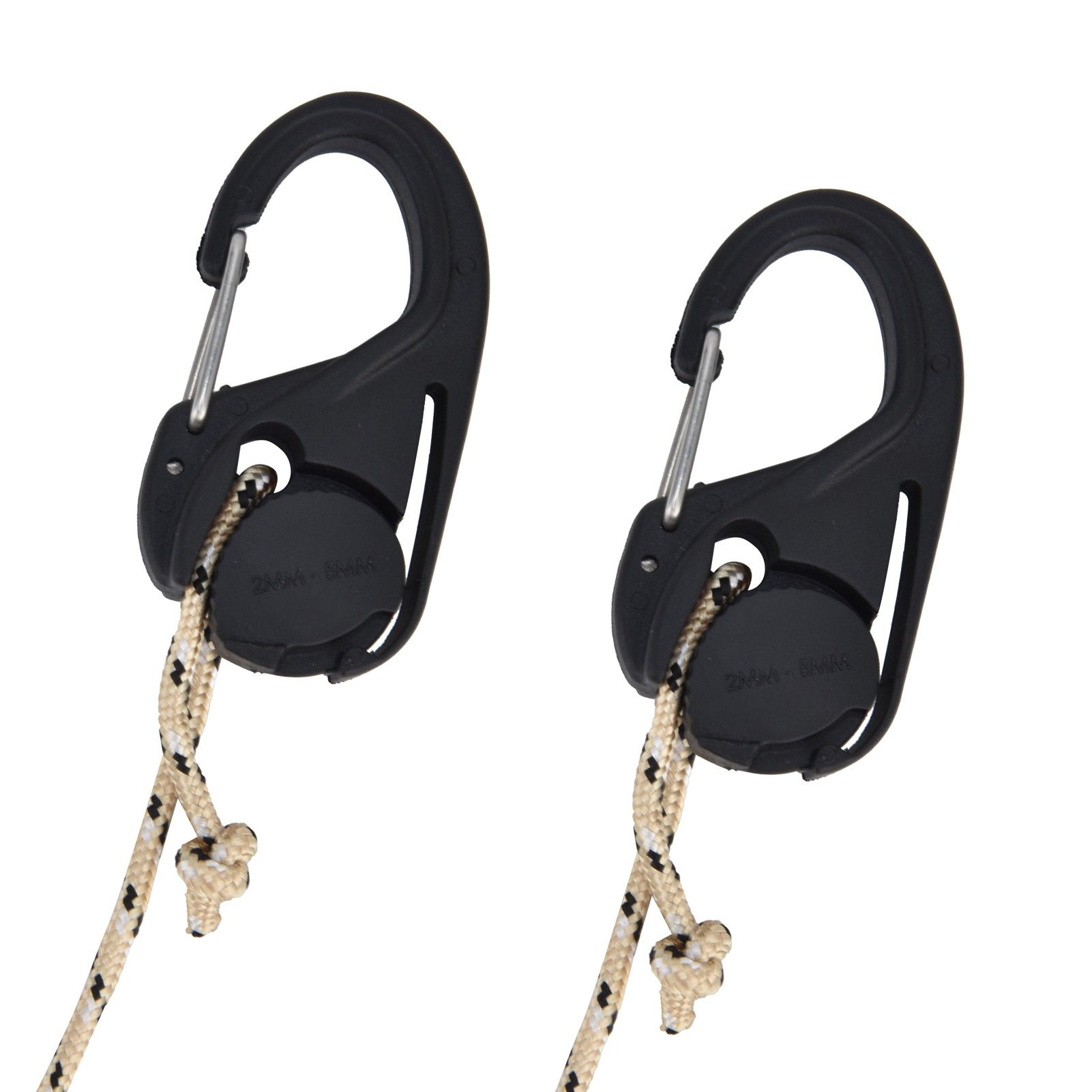 2Pcs Heavy Duty Rope Tightener Ratchet Tie Down Rope Carabiner Hook Tent view 6
