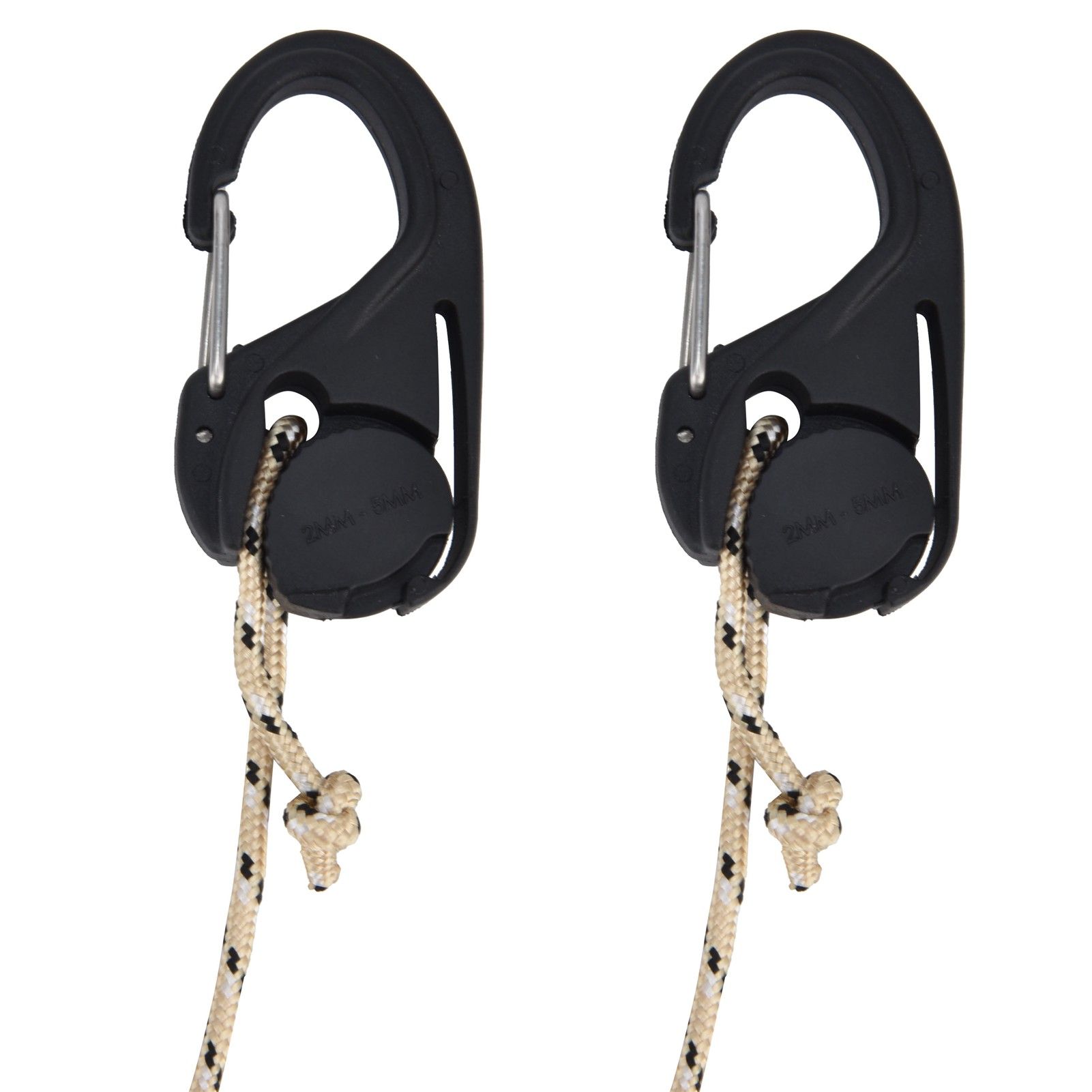 2Pcs Heavy Duty Rope Tightener Ratchet Tie Down Rope Carabiner Hook Tent view 8