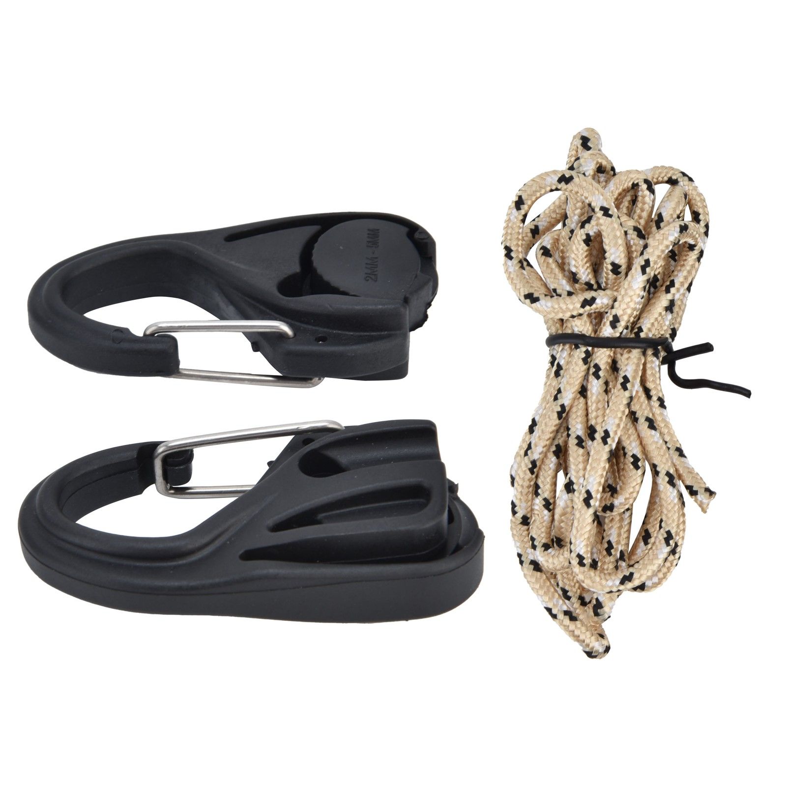 2Pcs Heavy Duty Rope Tightener Ratchet Tie Down Rope Carabiner Hook Tent view 9