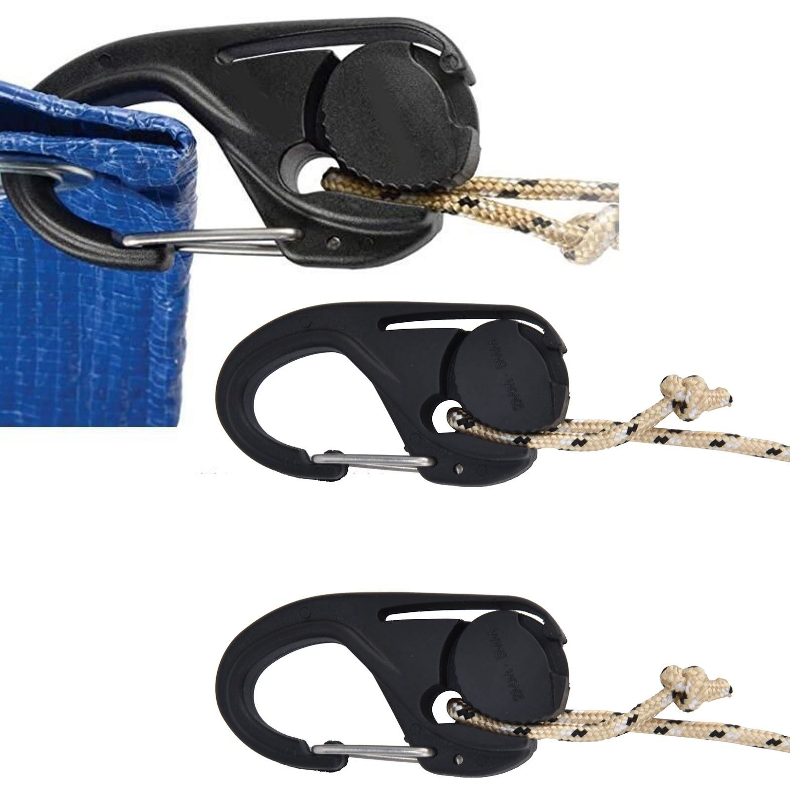 2Pcs Heavy Duty Rope Tightener Ratchet Tie Down Rope Carabiner Hook Tent view 12