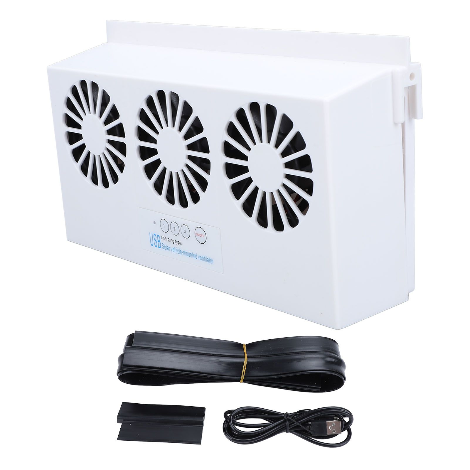 Solar Powered Car Exhaust Fan 3 Heads Odor Removal Multifunctional Air view 3