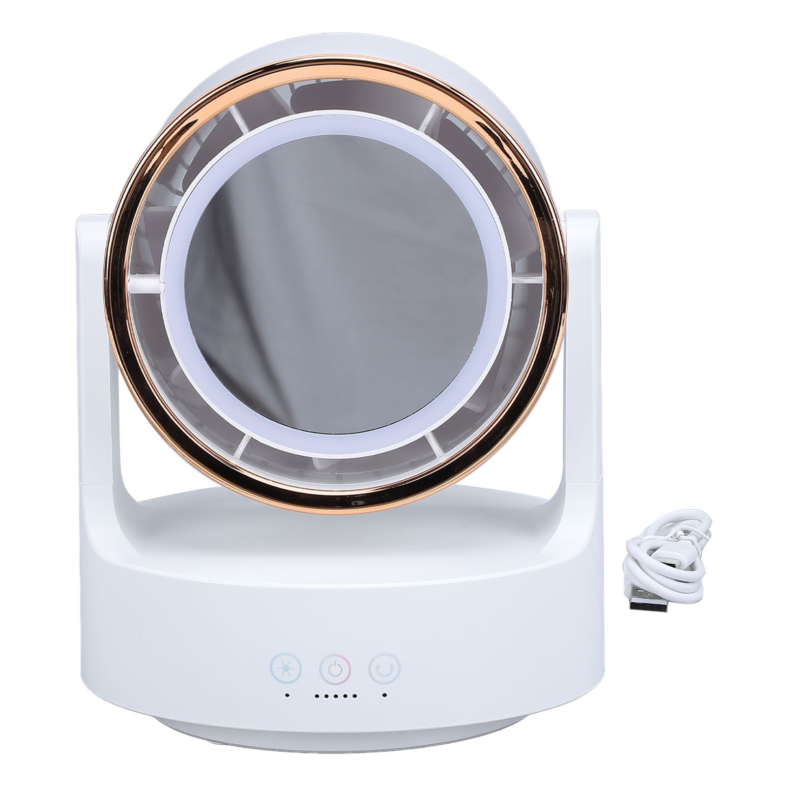 Lighted Mirror Fan Multifunctional Silent Oscillating Rechargeable Desk view 3