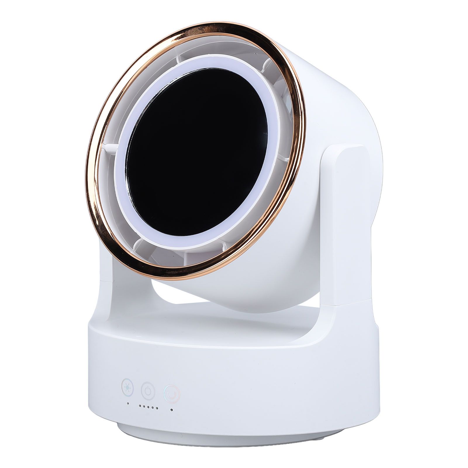 Lighted Mirror Fan Multifunctional Silent Oscillating Rechargeable Desk