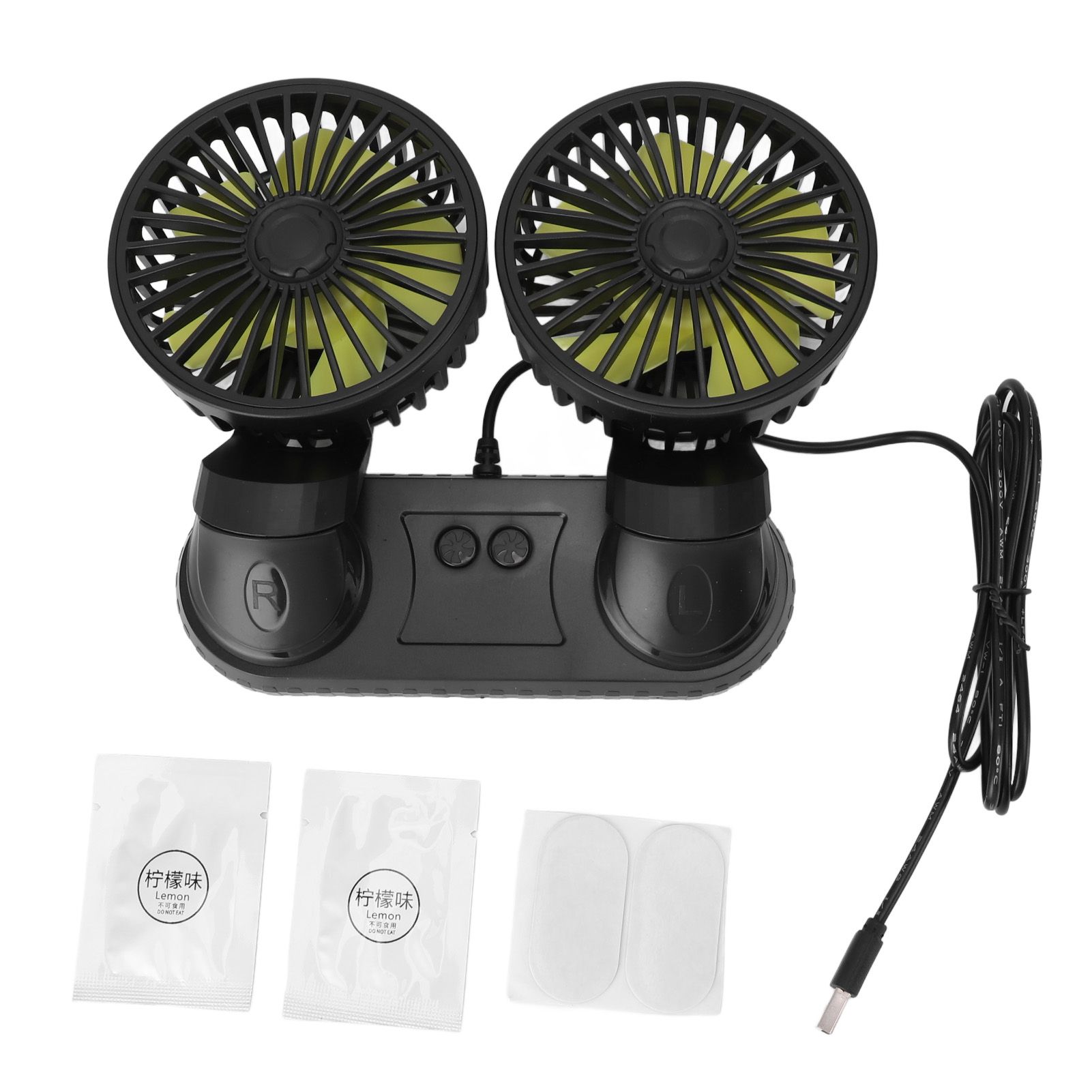 Car Fan Portable Dual Head Electric Vehicle Mounted USB 360 Degree Rotation view 3