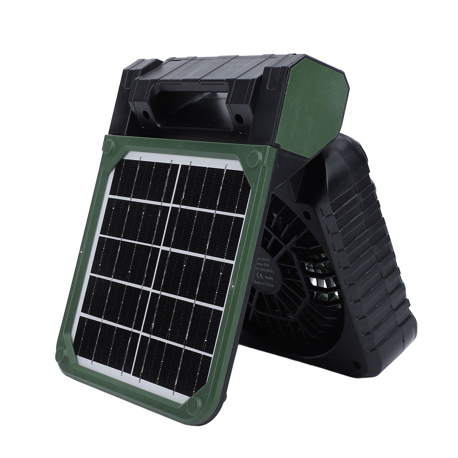 Solar Powered Camping Fan Strong Wind USB Rechargeable Battery Operated