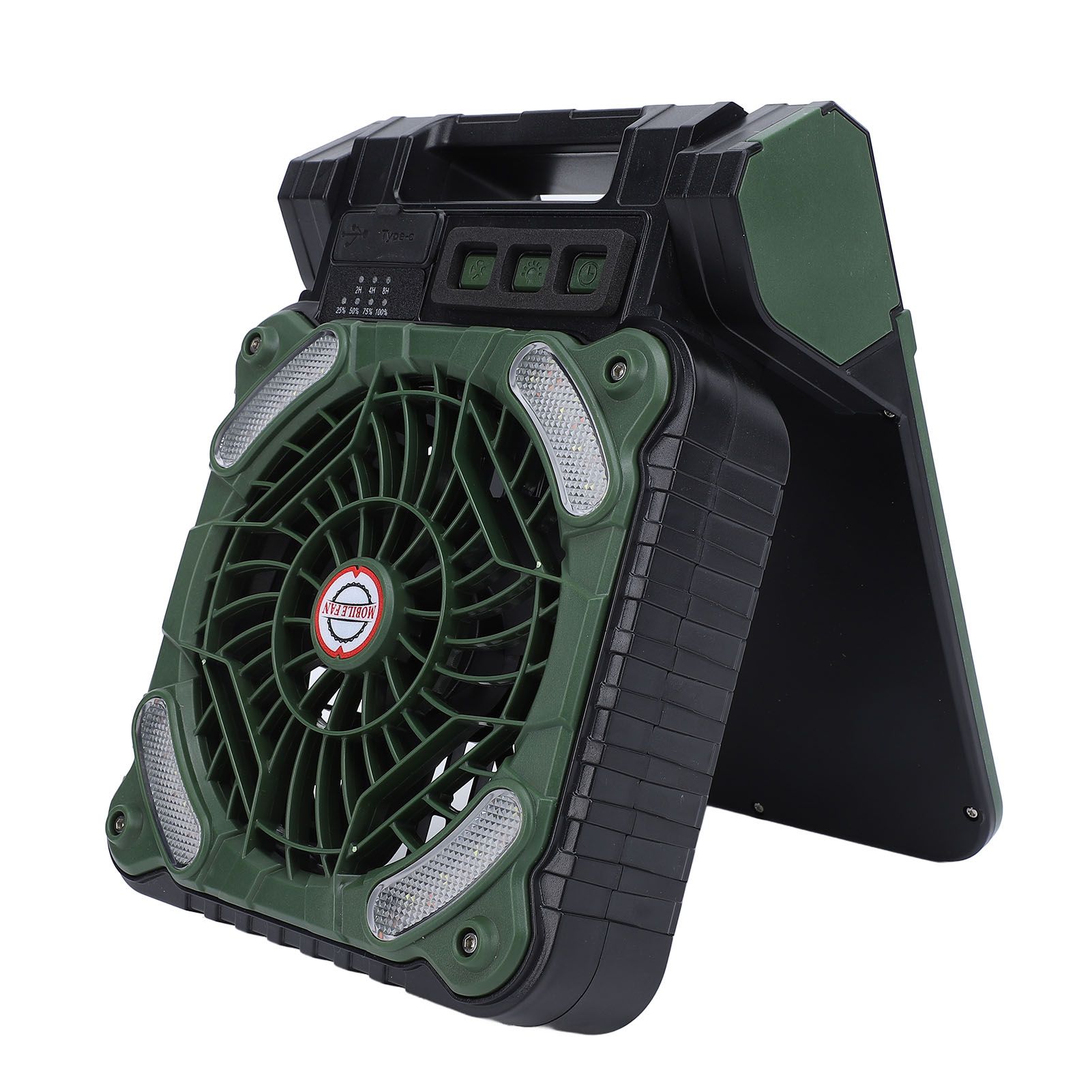 Solar Powered Camping Fan Strong Wind USB Rechargeable Battery Operated view 9
