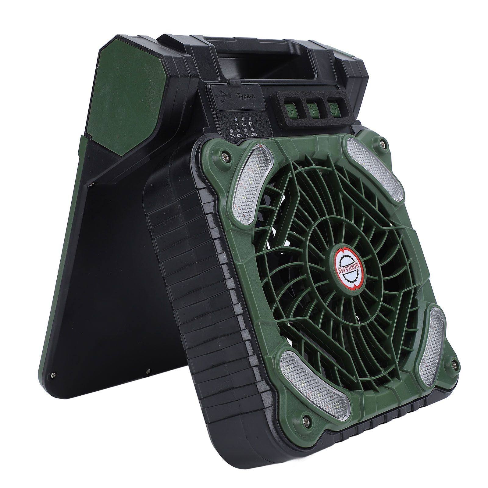Solar Powered Camping Fan Strong Wind USB Rechargeable Battery Operated view 10