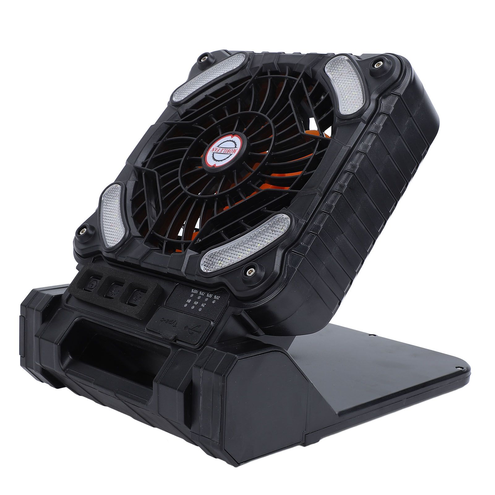 Solar Powered Camping Fan Strong Wind USB Rechargeable Battery Operated
