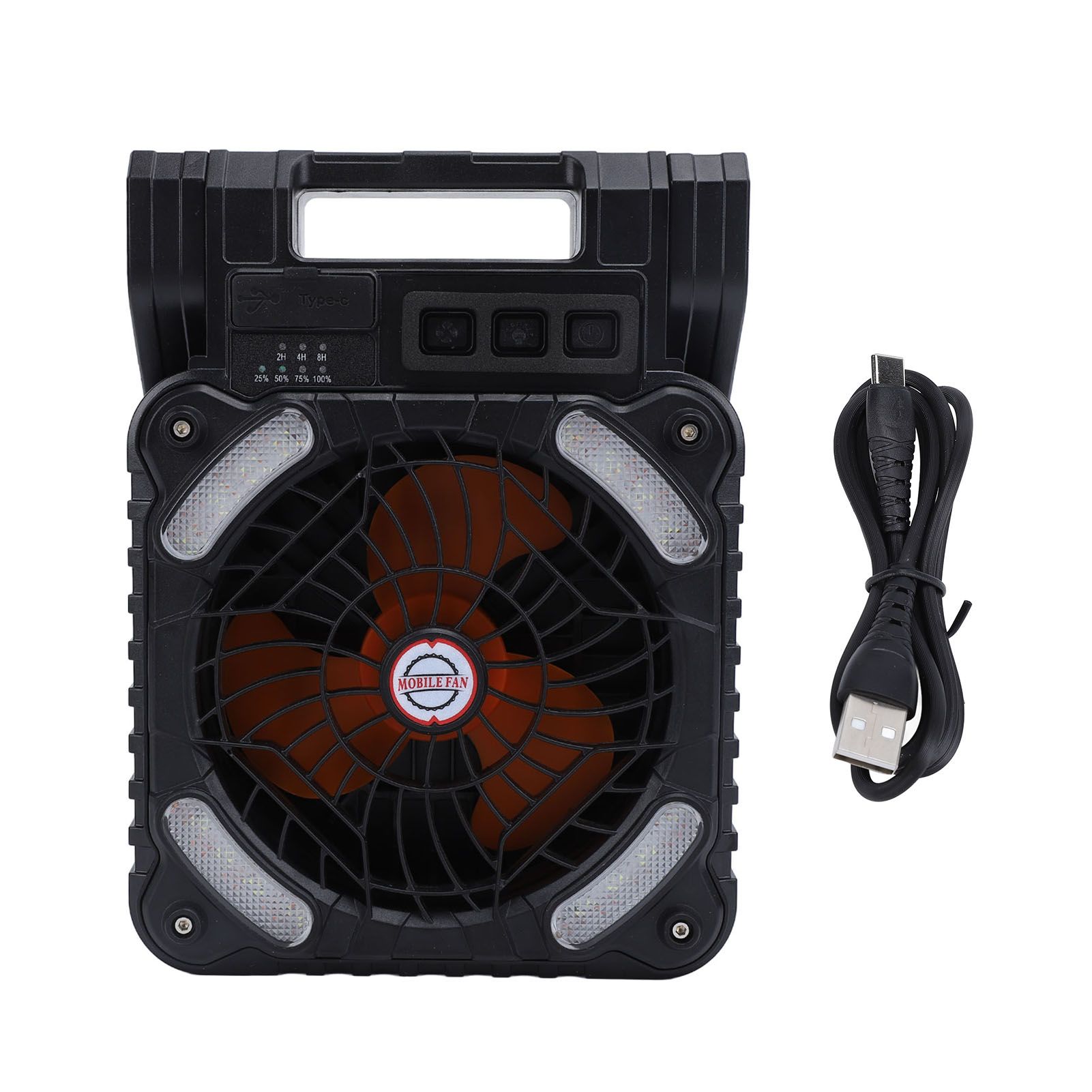 Solar Powered Camping Fan Strong Wind USB Rechargeable Battery Operated view 3