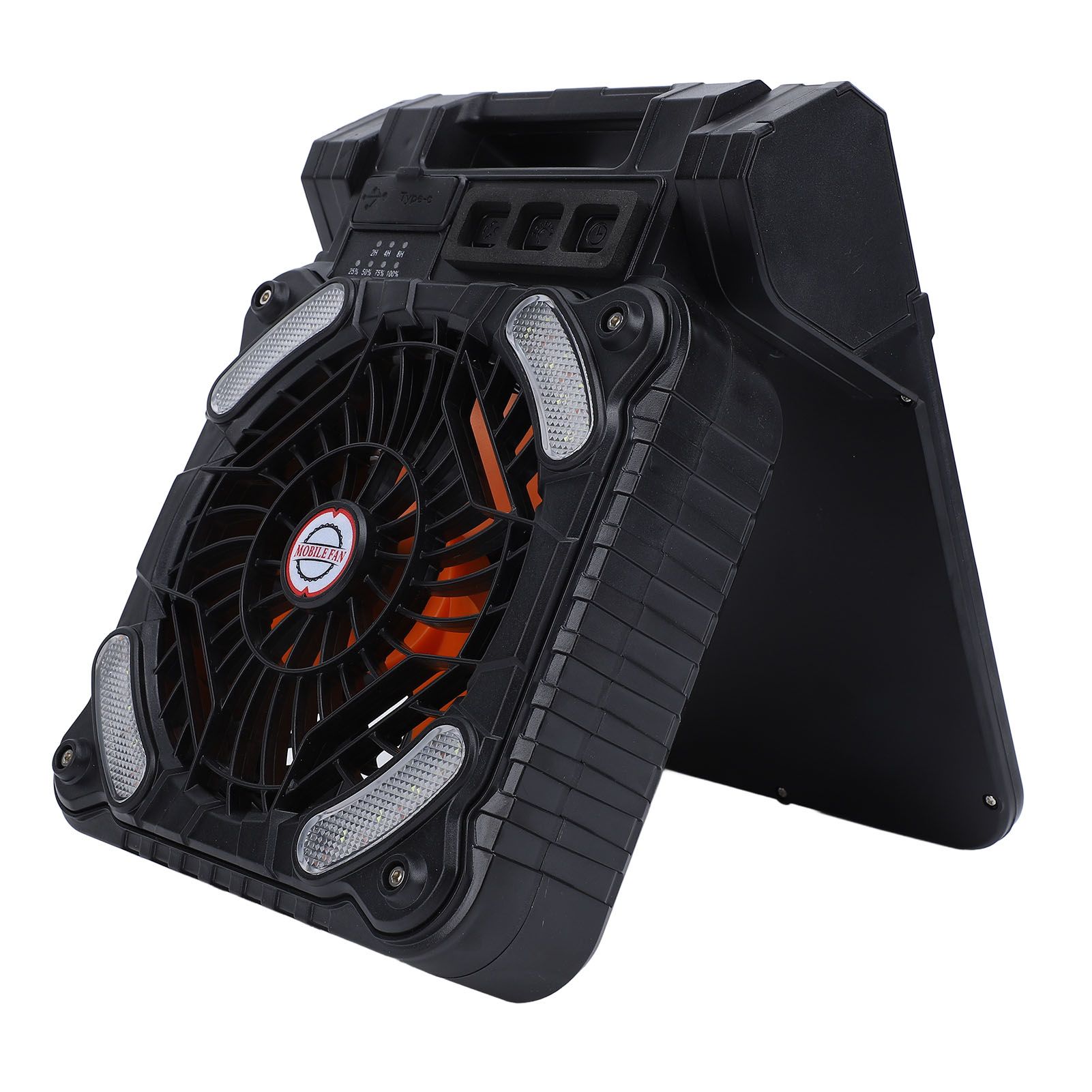 Solar Powered Camping Fan Strong Wind USB Rechargeable Battery Operated view 9