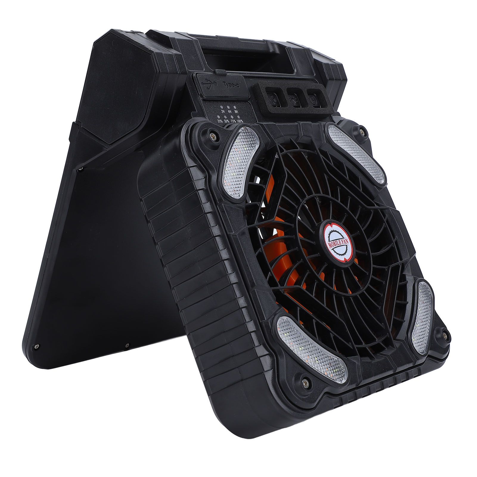 Solar Powered Camping Fan Strong Wind USB Rechargeable Battery Operated view 10