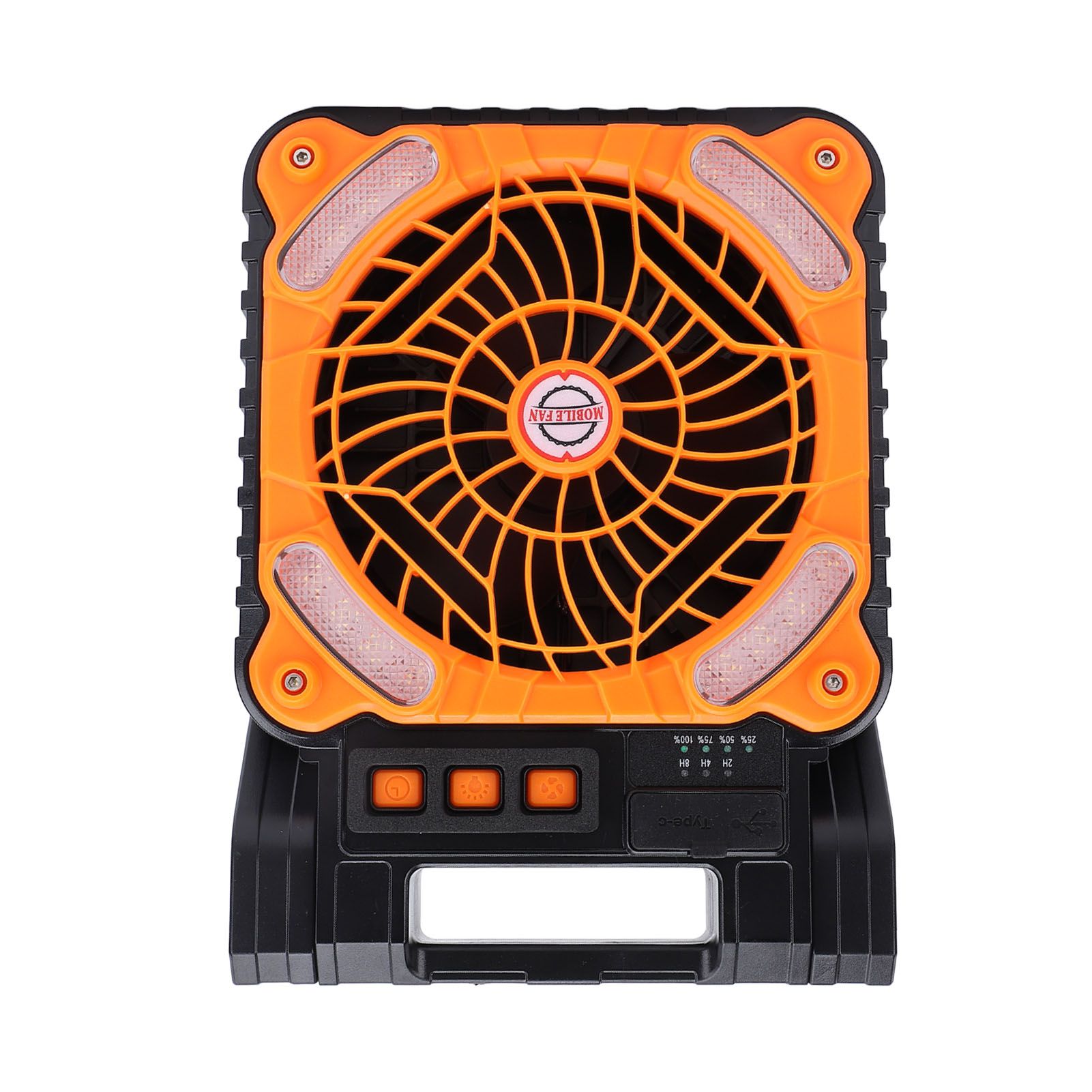Solar Powered Camping Fan Strong Wind USB Rechargeable Battery Operated
