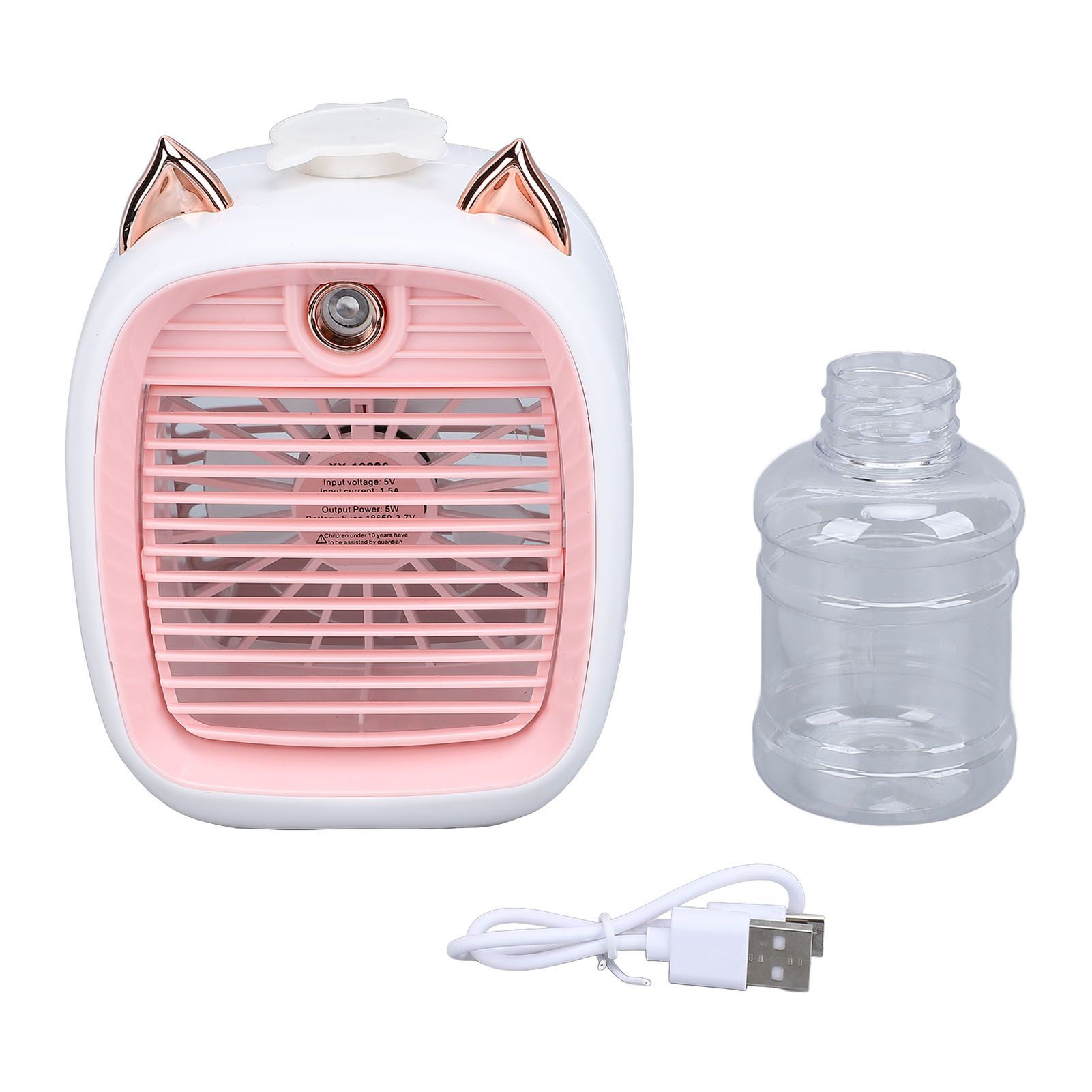 Desktop Cooling Fan Little Fox Shaped Misting USB Rechargeable 800mah Mini view 3