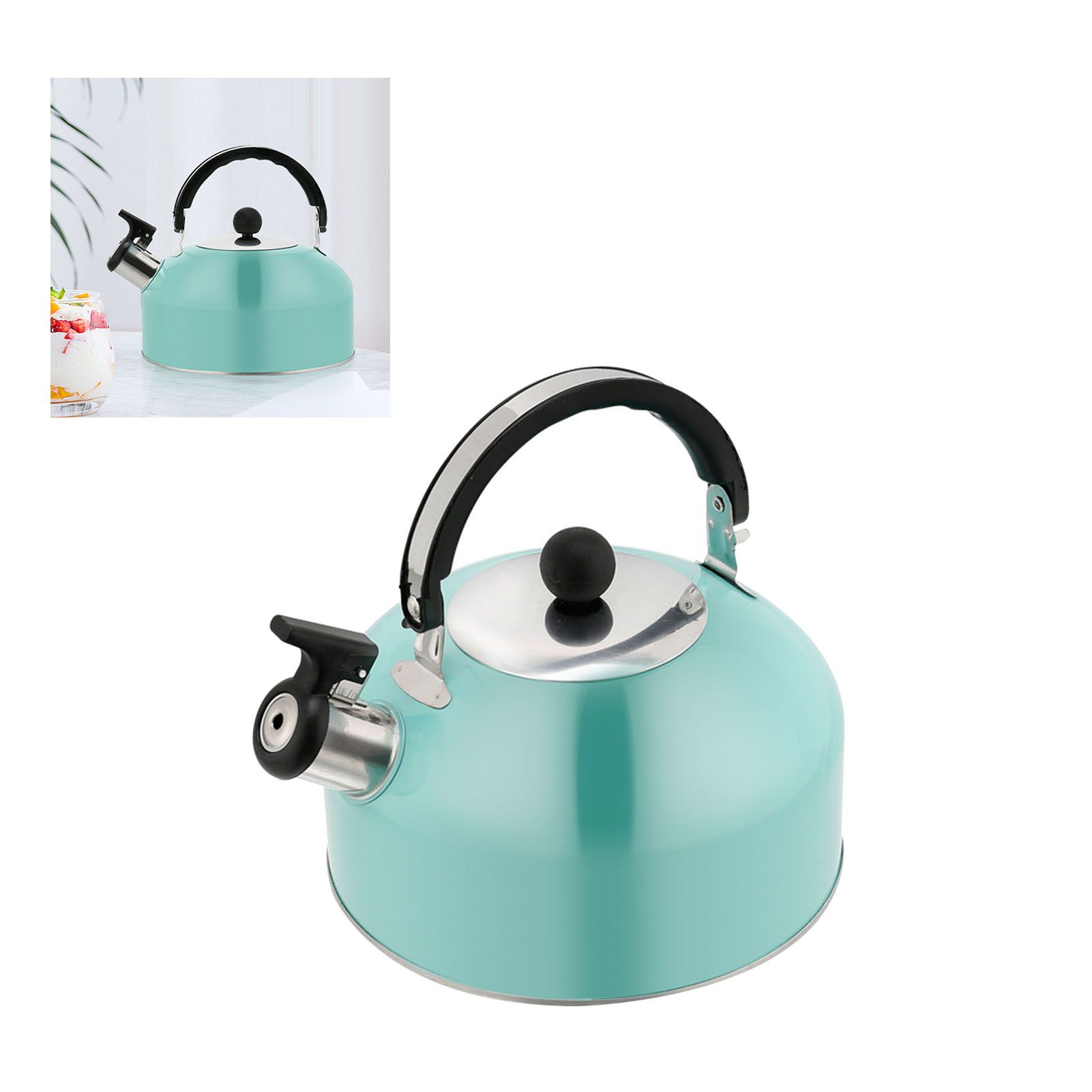 Whistling Tea Kettle Flat Bottom Stainless Steel Teapot for Stovetop Induction view 9