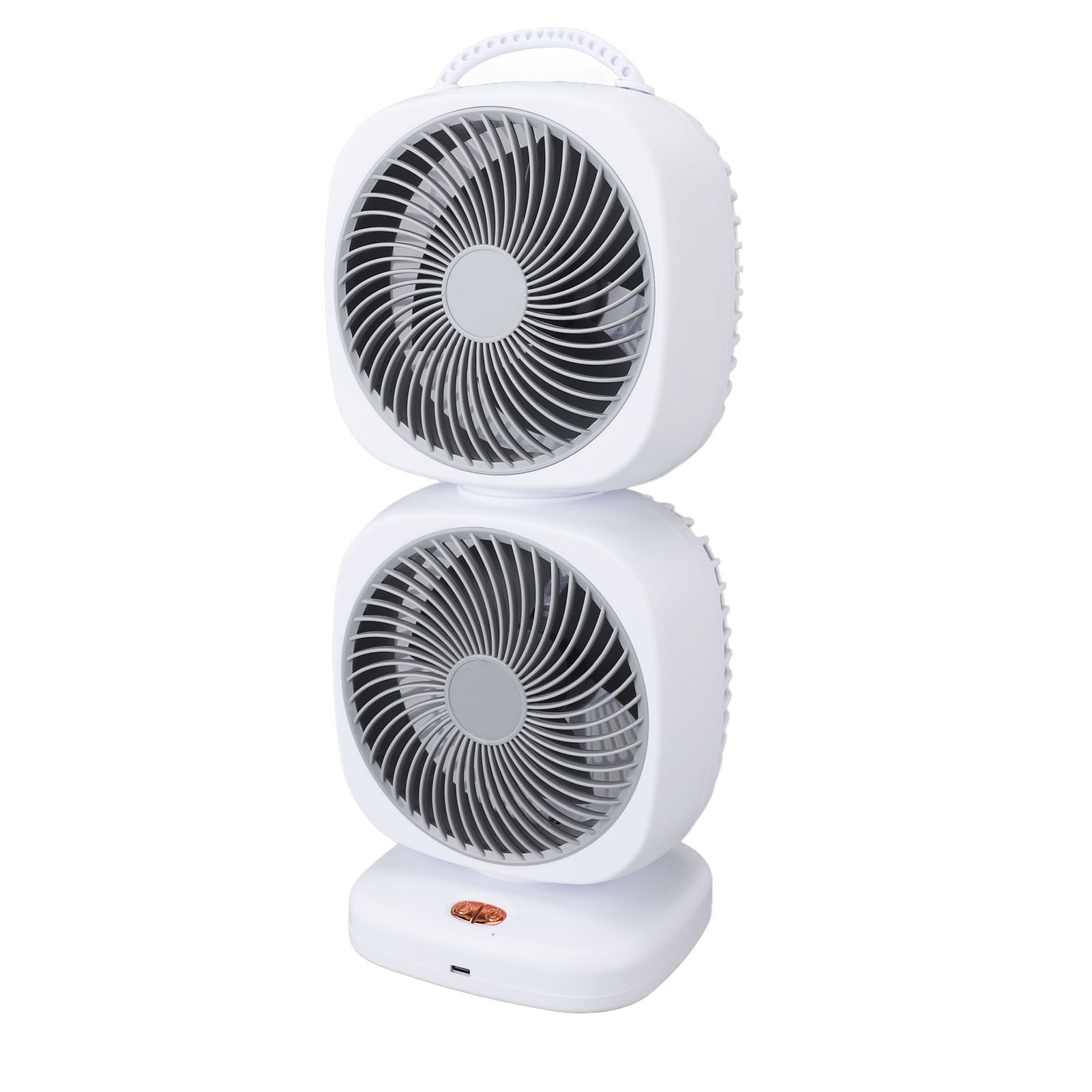 Double Layer Tower Fan 5 Speeds Rechargeable Portable Small Oscillating Table