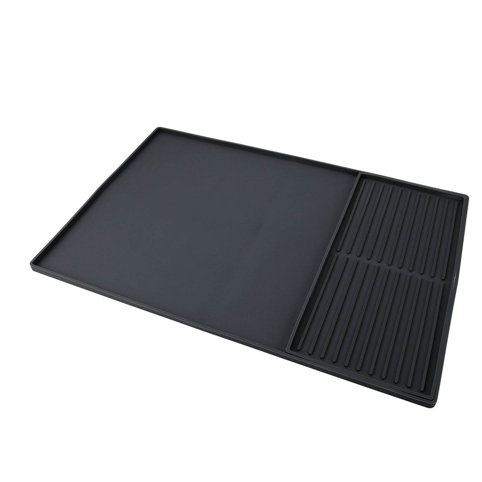 Coffee Machine Bar Mat Heat Insulation Silicone Dual Zone Drying Mat and Drip view 8