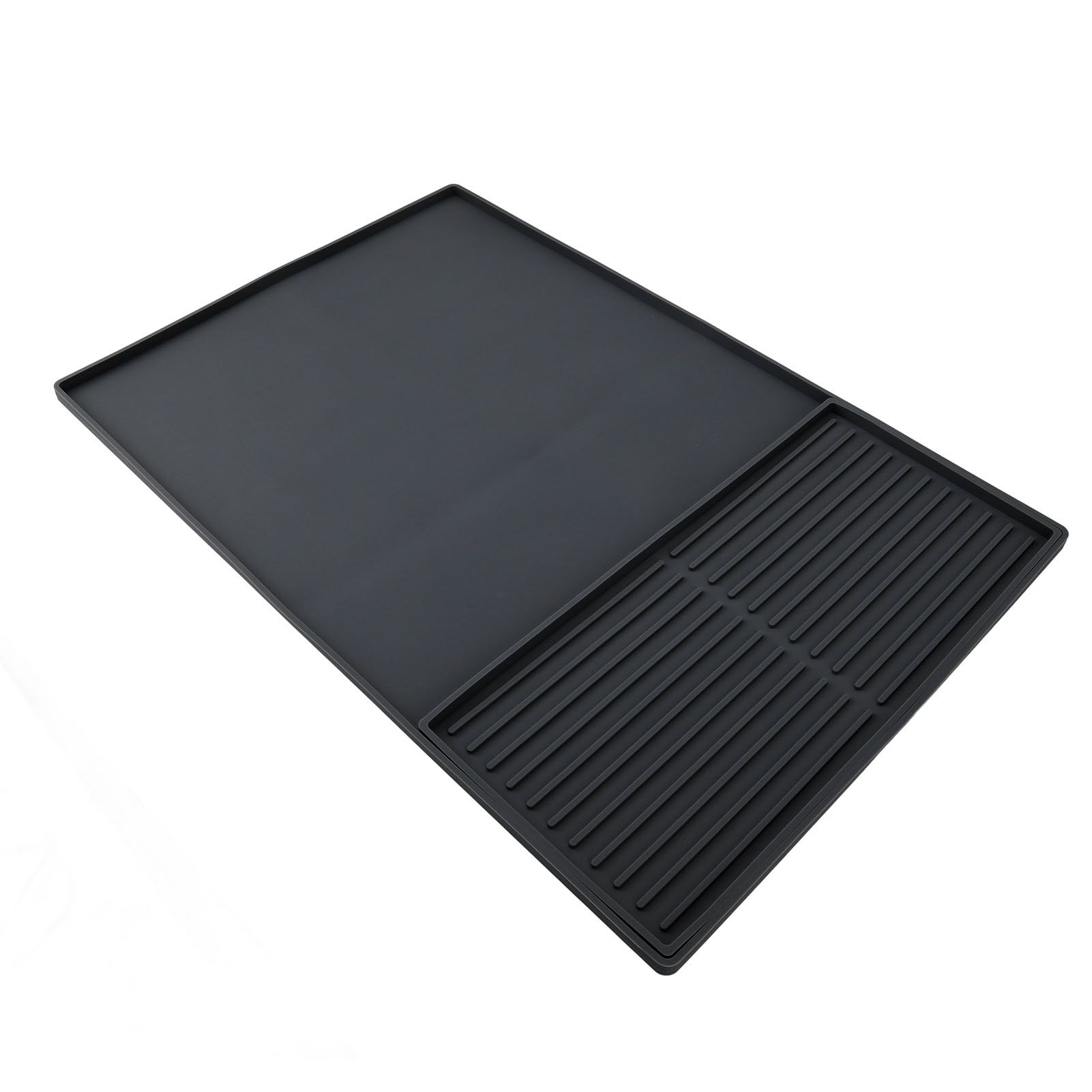 Coffee Machine Bar Mat Heat Insulation Silicone Dual Zone Drying Mat and Drip view 9