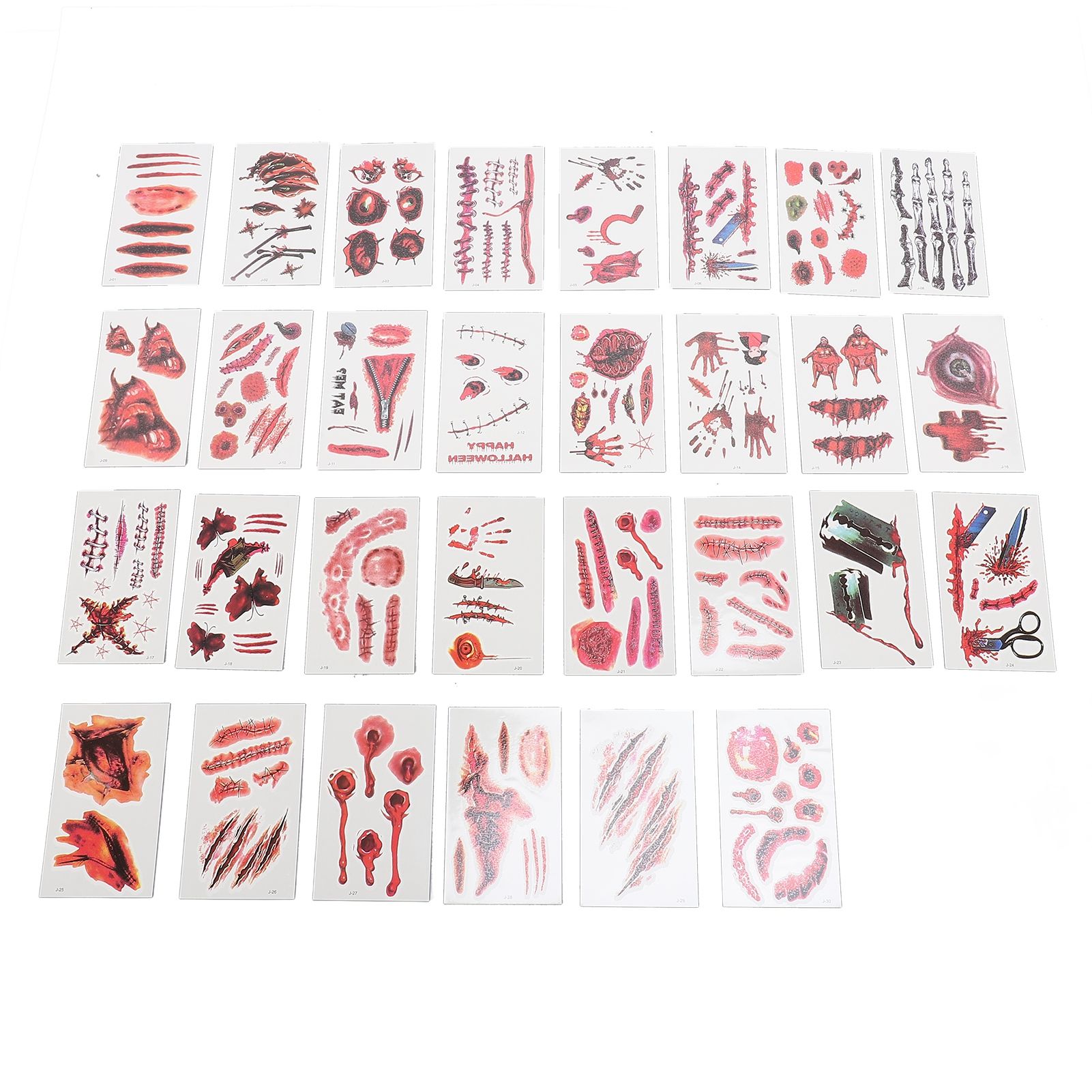 30Pcs Fake Scar Sticker Paper Body Face Decor All Hallows Day April Fools Day view 3