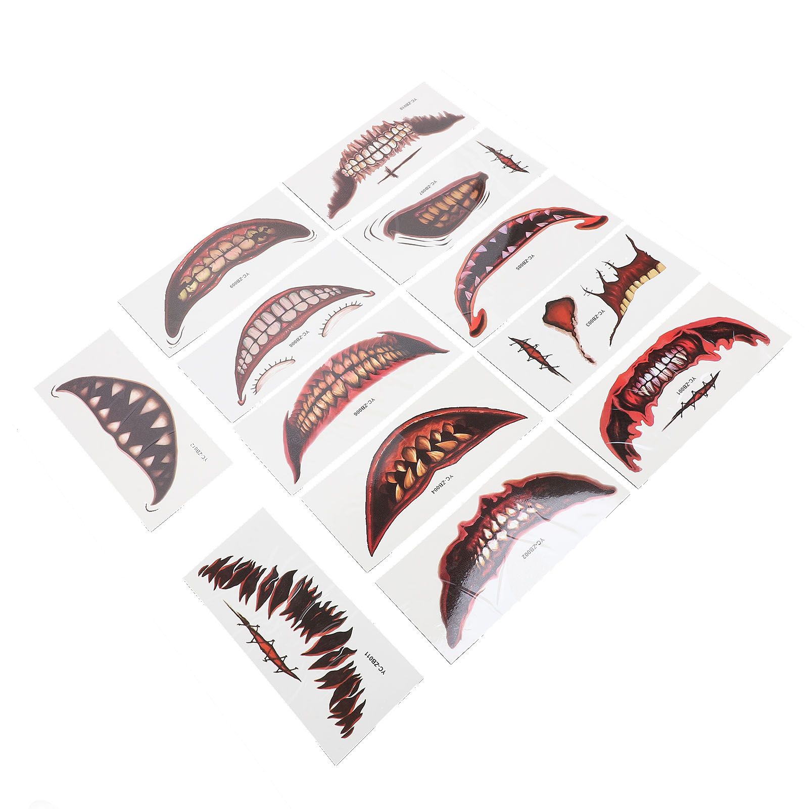 1 Set Horror Scar Stickers Disguised Mouth Wound Decals Temporary Scary