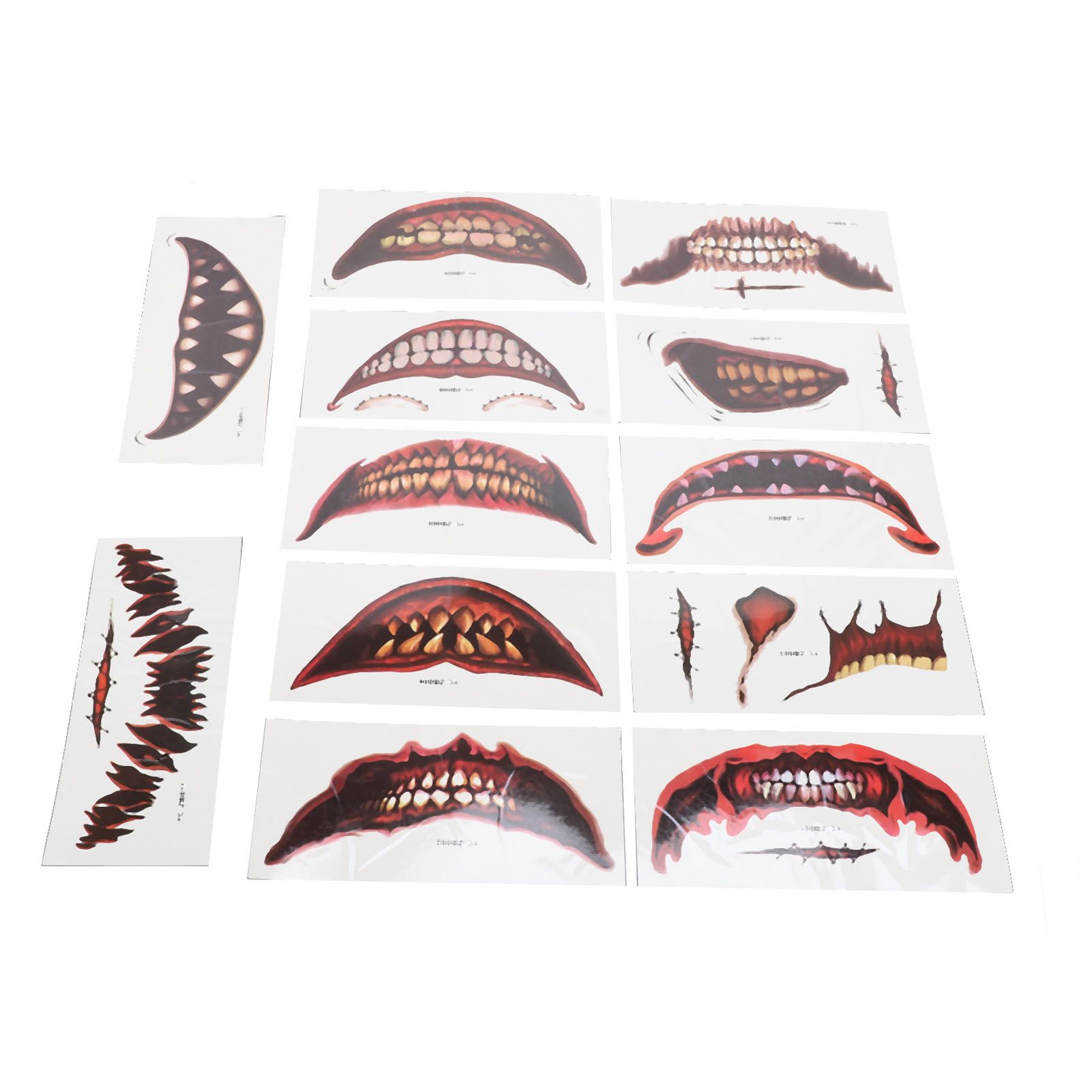 1 Set Horror Scar Stickers Disguised Mouth Wound Decals Temporary Scary view 3