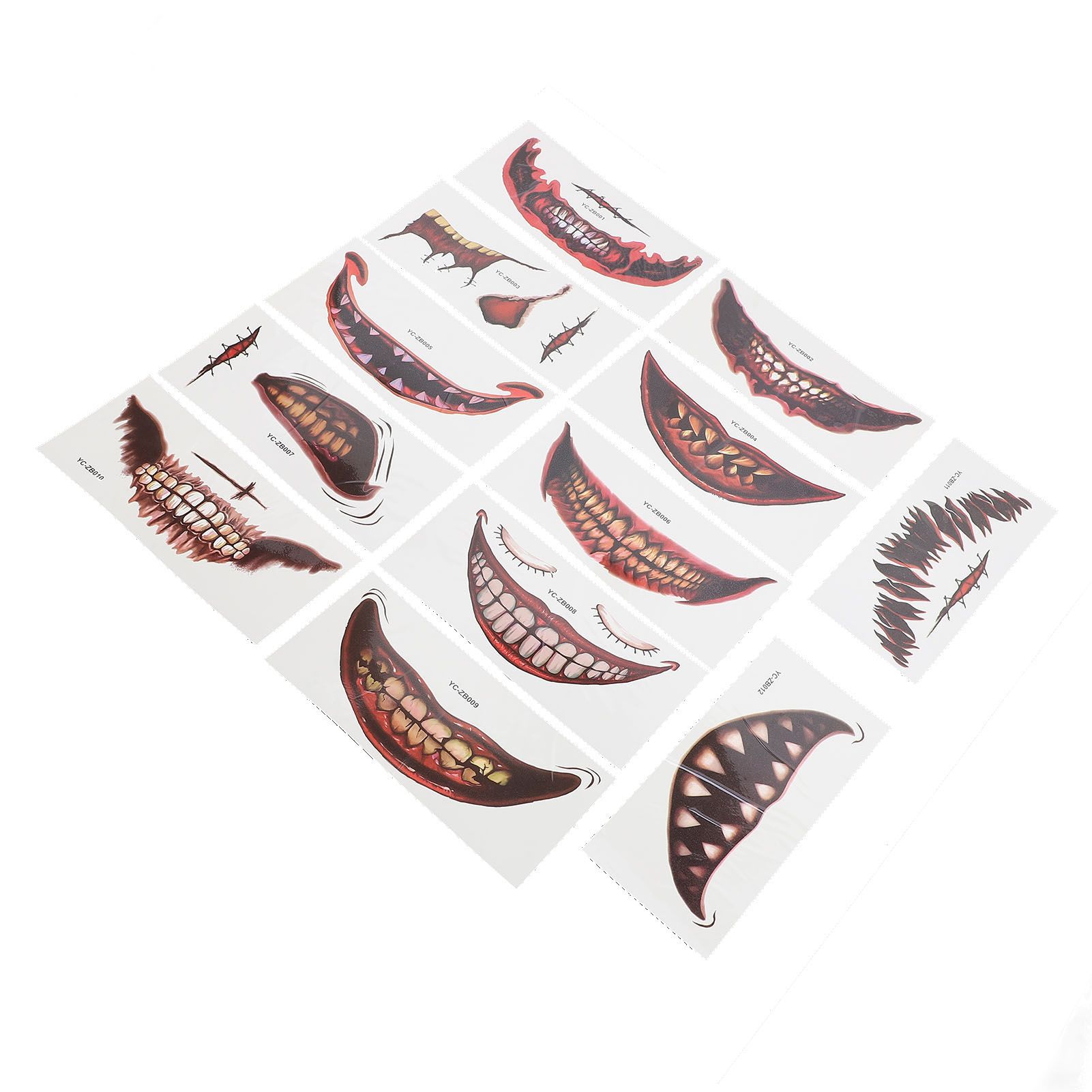 1 Set Horror Scar Stickers Disguised Mouth Wound Decals Temporary Scary view 4