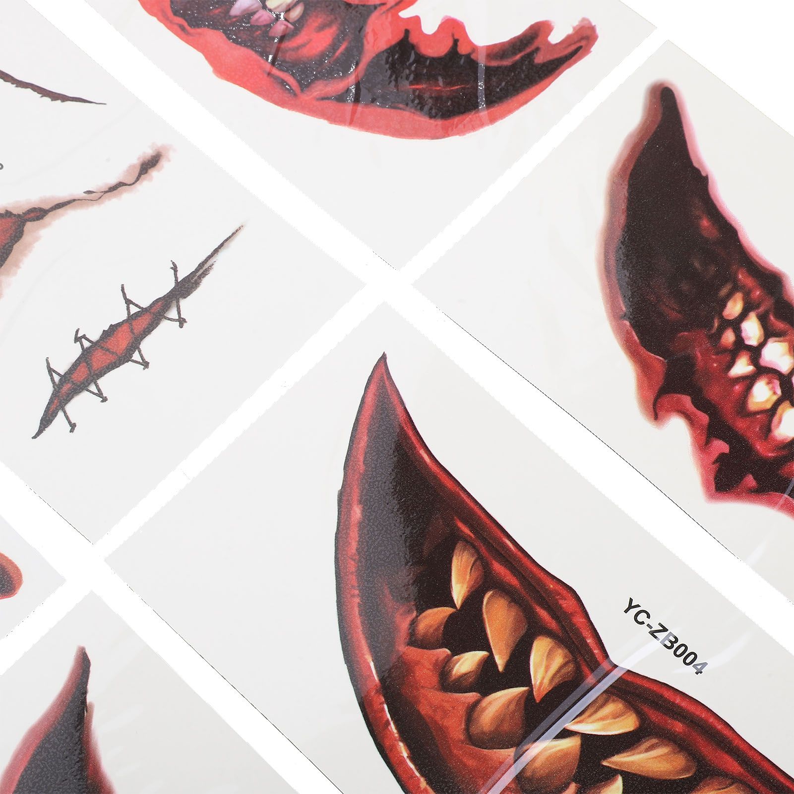 1 Set Horror Scar Stickers Disguised Mouth Wound Decals Temporary Scary view 5