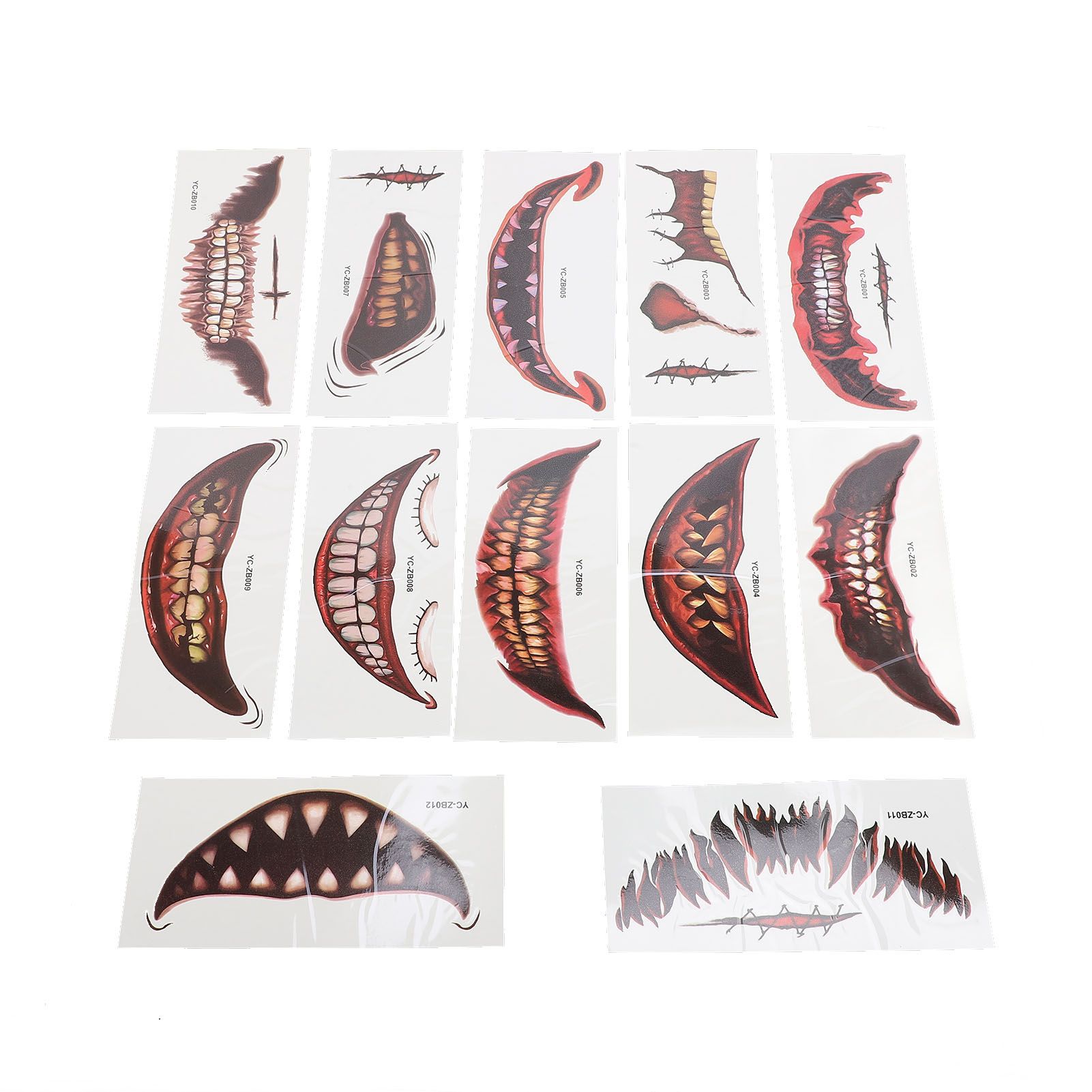 1 Set Horror Scar Stickers Disguised Mouth Wound Decals Temporary Scary view 6