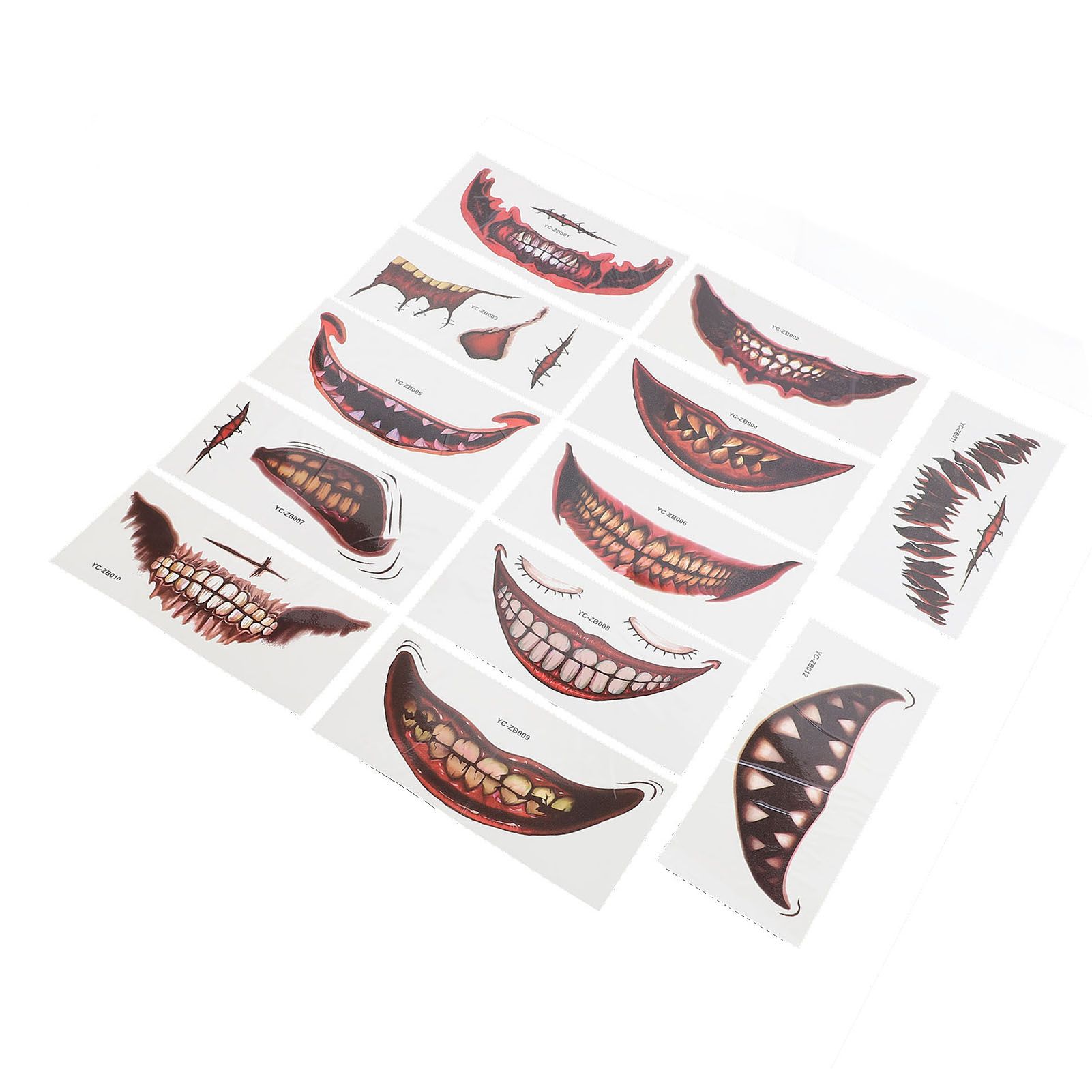 1 Set Horror Scar Stickers Disguised Mouth Wound Decals Temporary Scary view 8