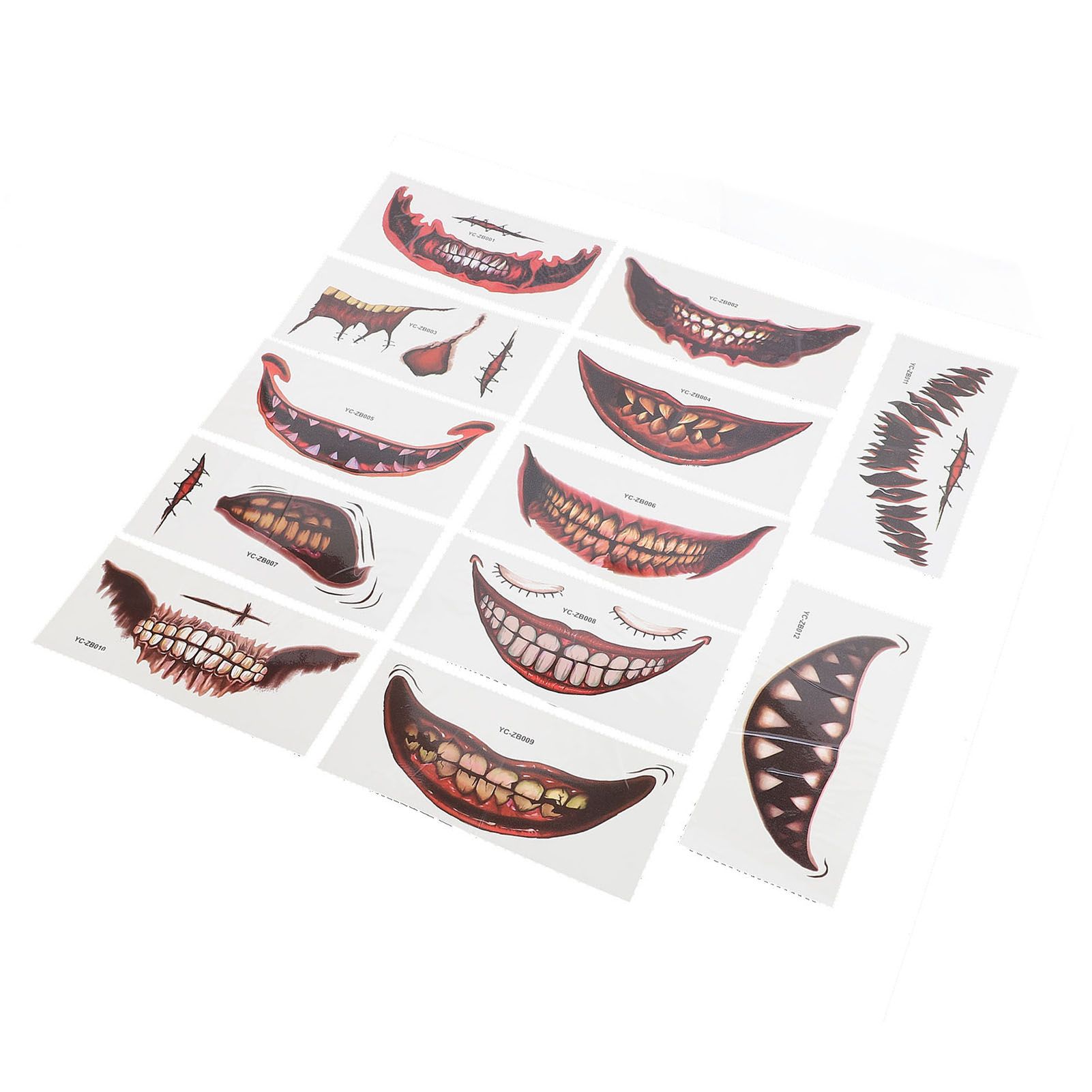 1 Set Horror Scar Stickers Disguised Mouth Wound Decals Temporary Scary view 10