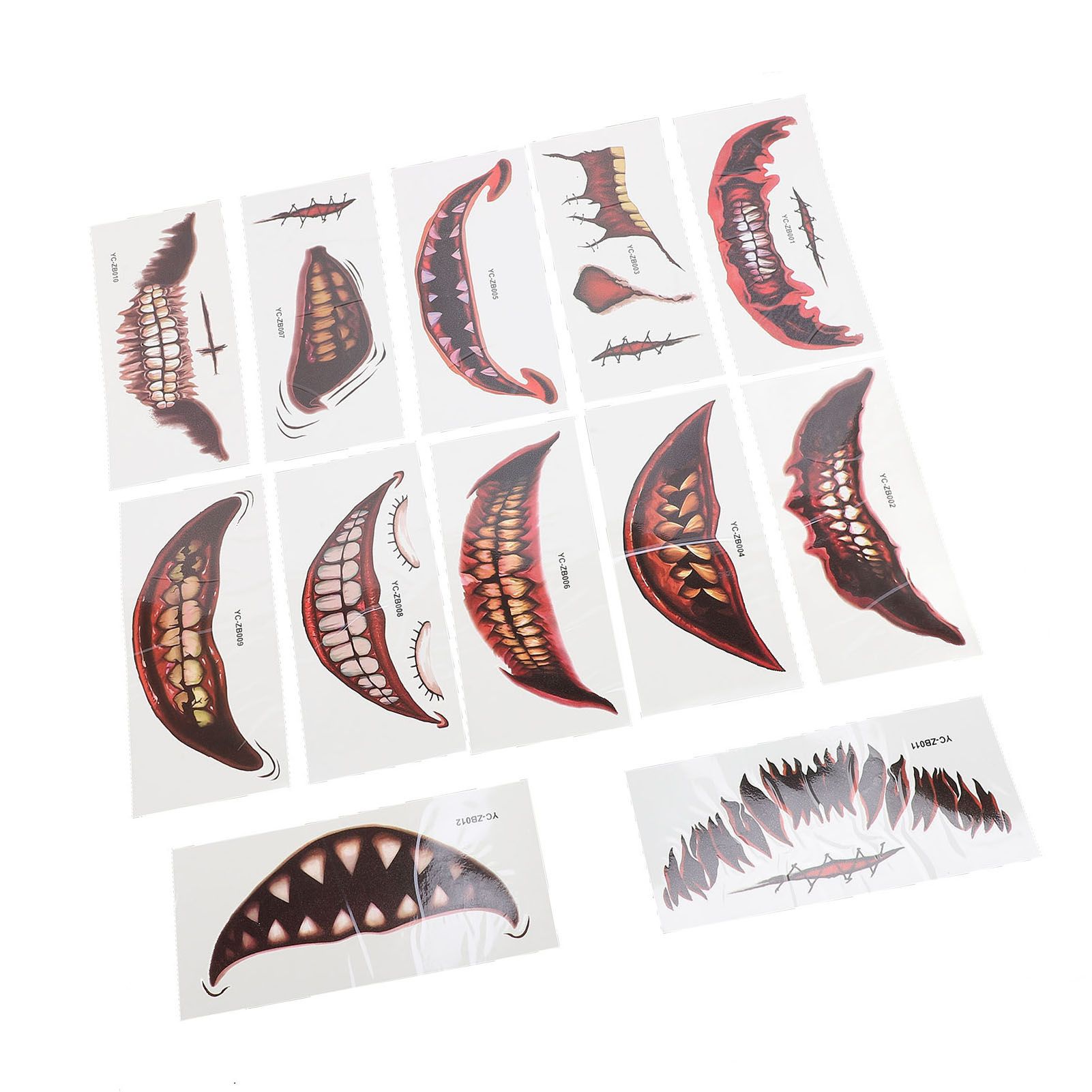 1 Set Horror Scar Stickers Disguised Mouth Wound Decals Temporary Scary view 11