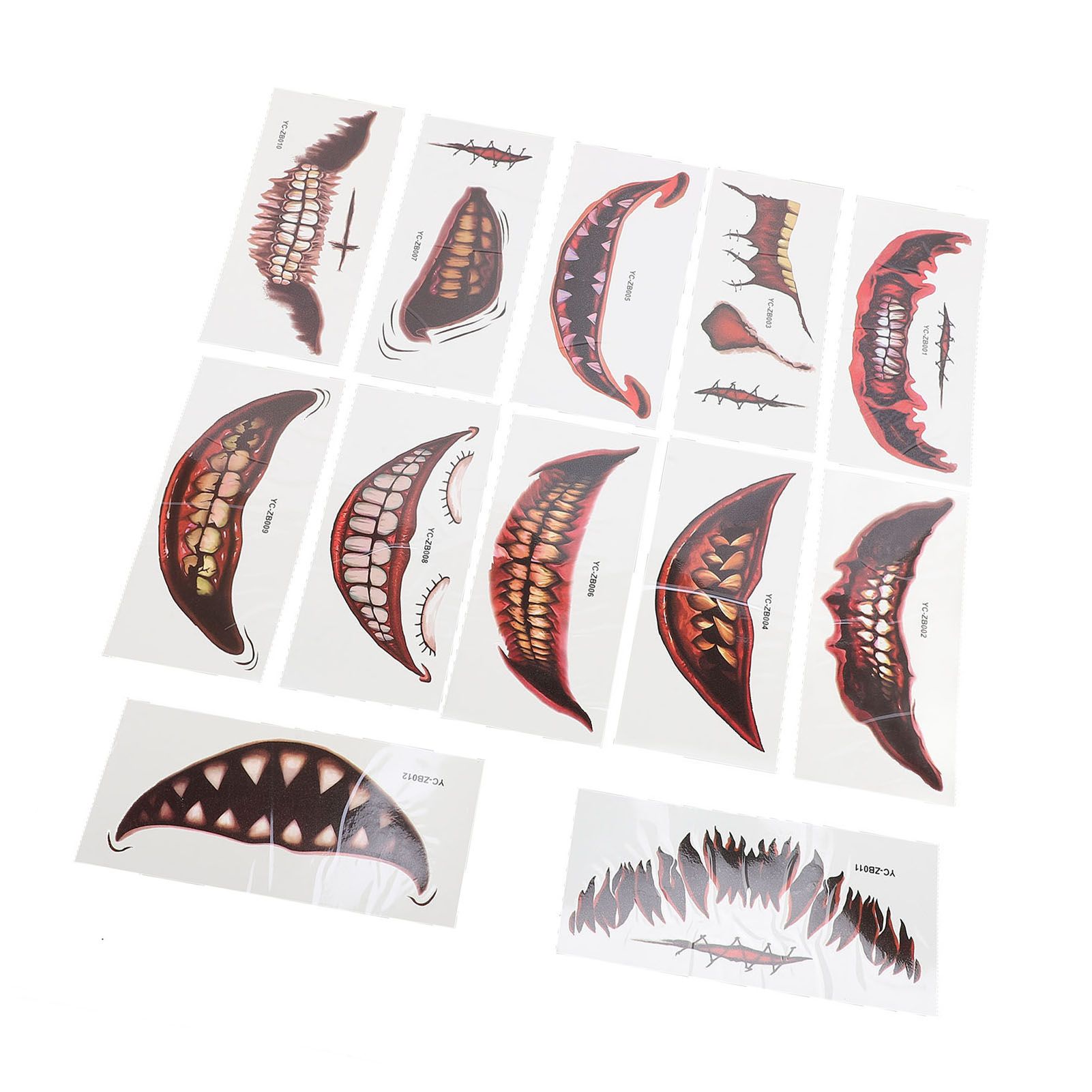1 Set Horror Scar Stickers Disguised Mouth Wound Decals Temporary Scary view 12