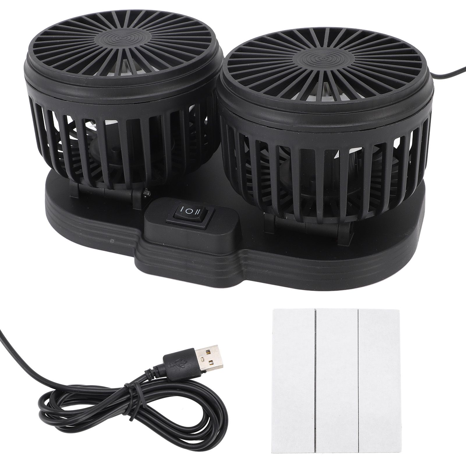 Dual Heads USB Fan for Car Dashboard Multi Speeds Quiet Portable Vehicle view 3