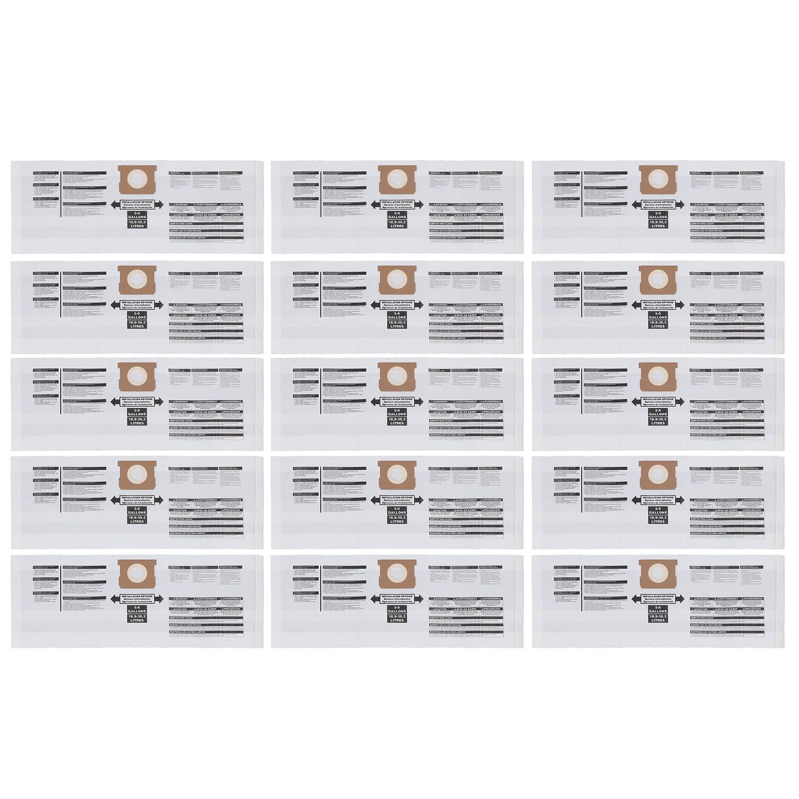 15PCS Filter Bags for 5 to 8 Gallon Vacuum Cleaner Disposable Vacuum Dust view 3