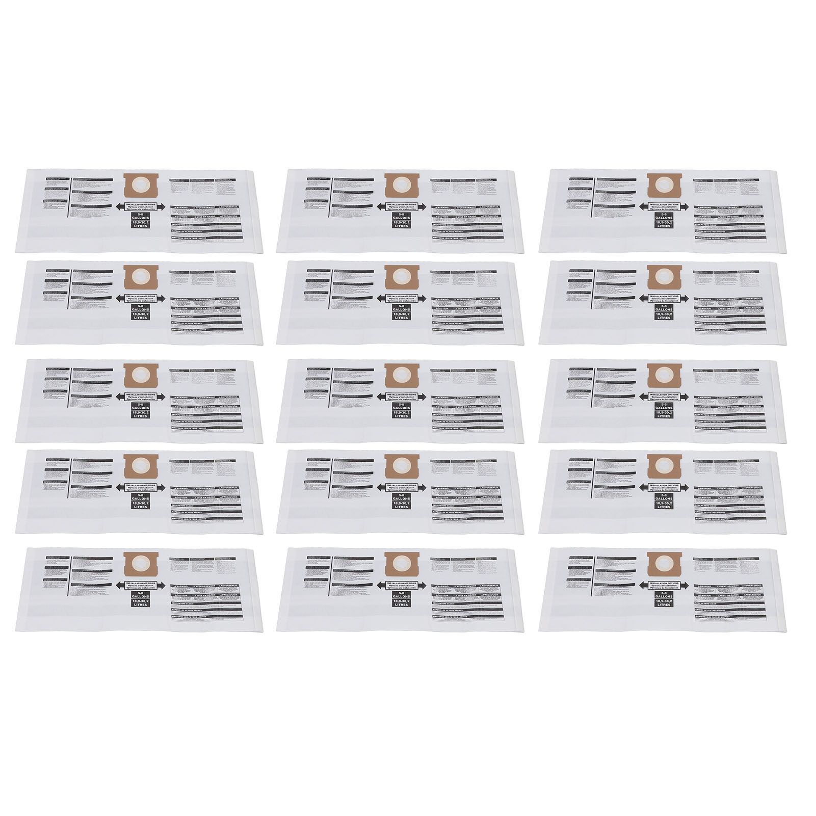 15PCS Filter Bags for 5 to 8 Gallon Vacuum Cleaner Disposable Vacuum Dust view 4