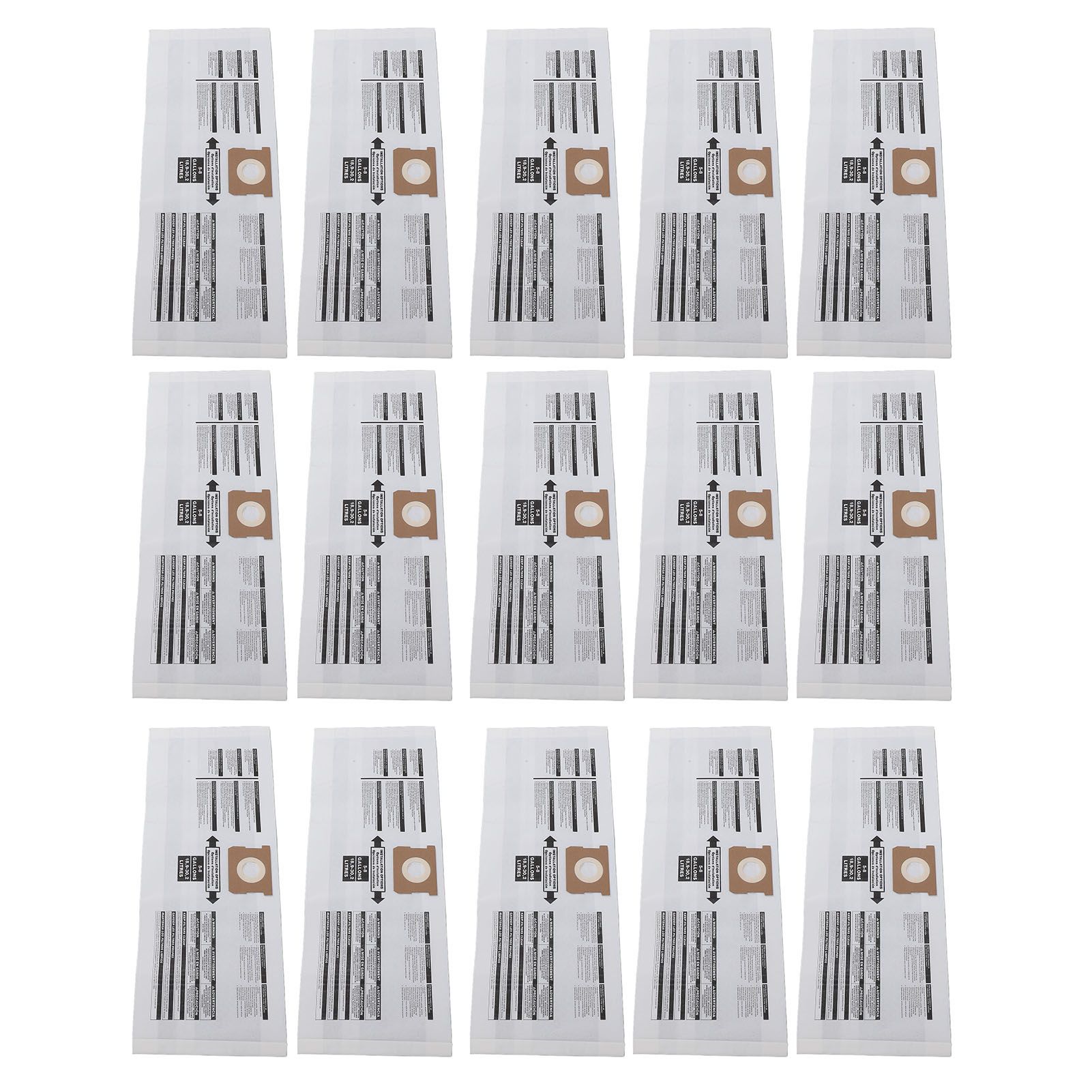 15PCS Filter Bags for 5 to 8 Gallon Vacuum Cleaner Disposable Vacuum Dust view 6