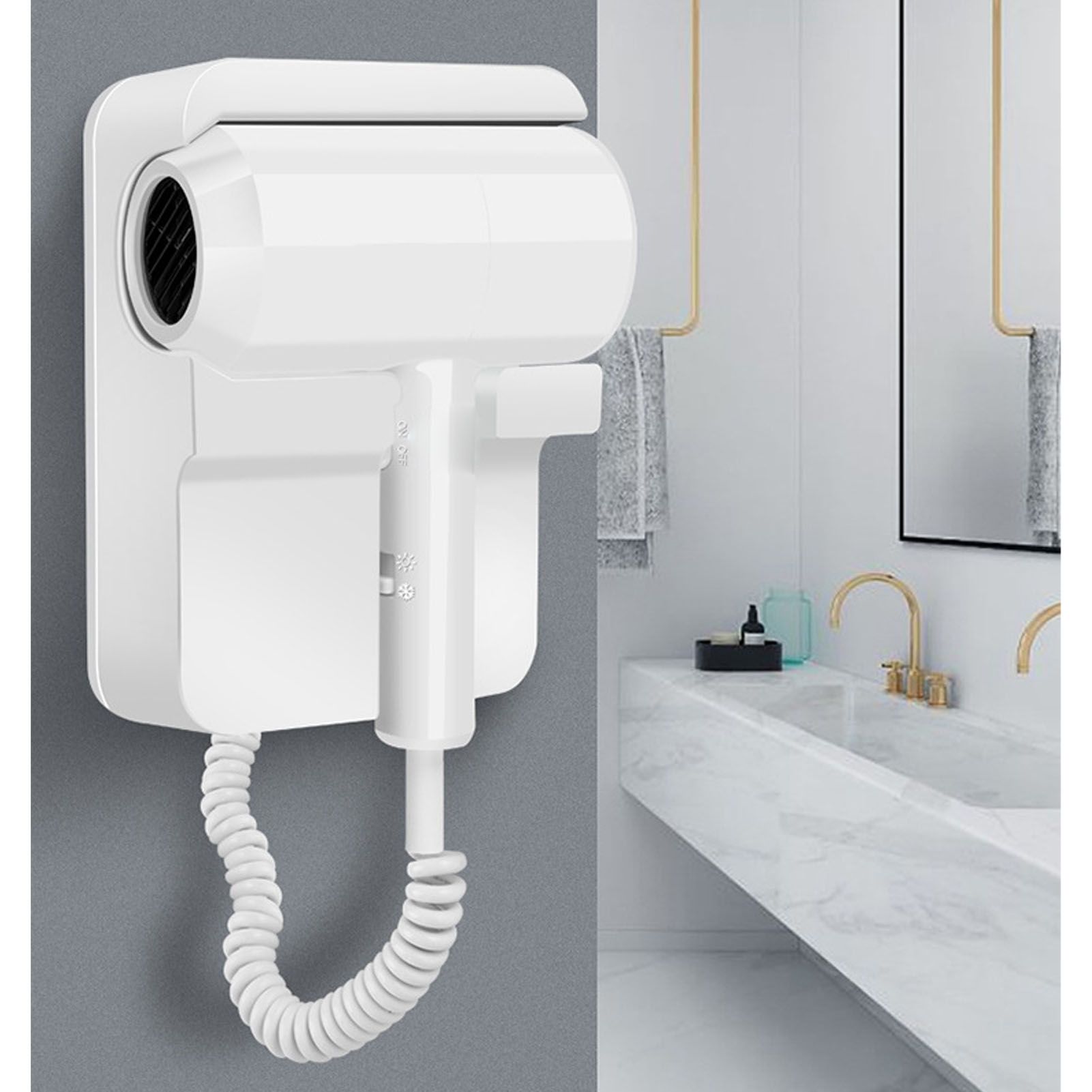 1300W Hair Dryer with Holder 2 Levels Temperature Wall Mount Hair Blow Dryer view 12