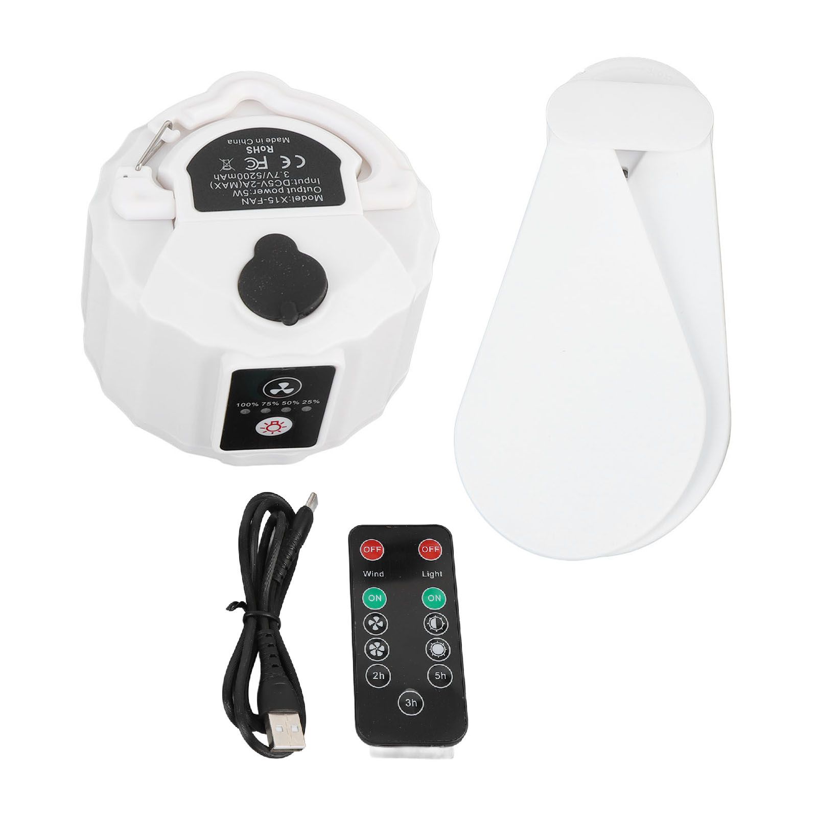 USB Powered Ceiling Fan Rechargeable Remote Control with LED Light Portable view 3