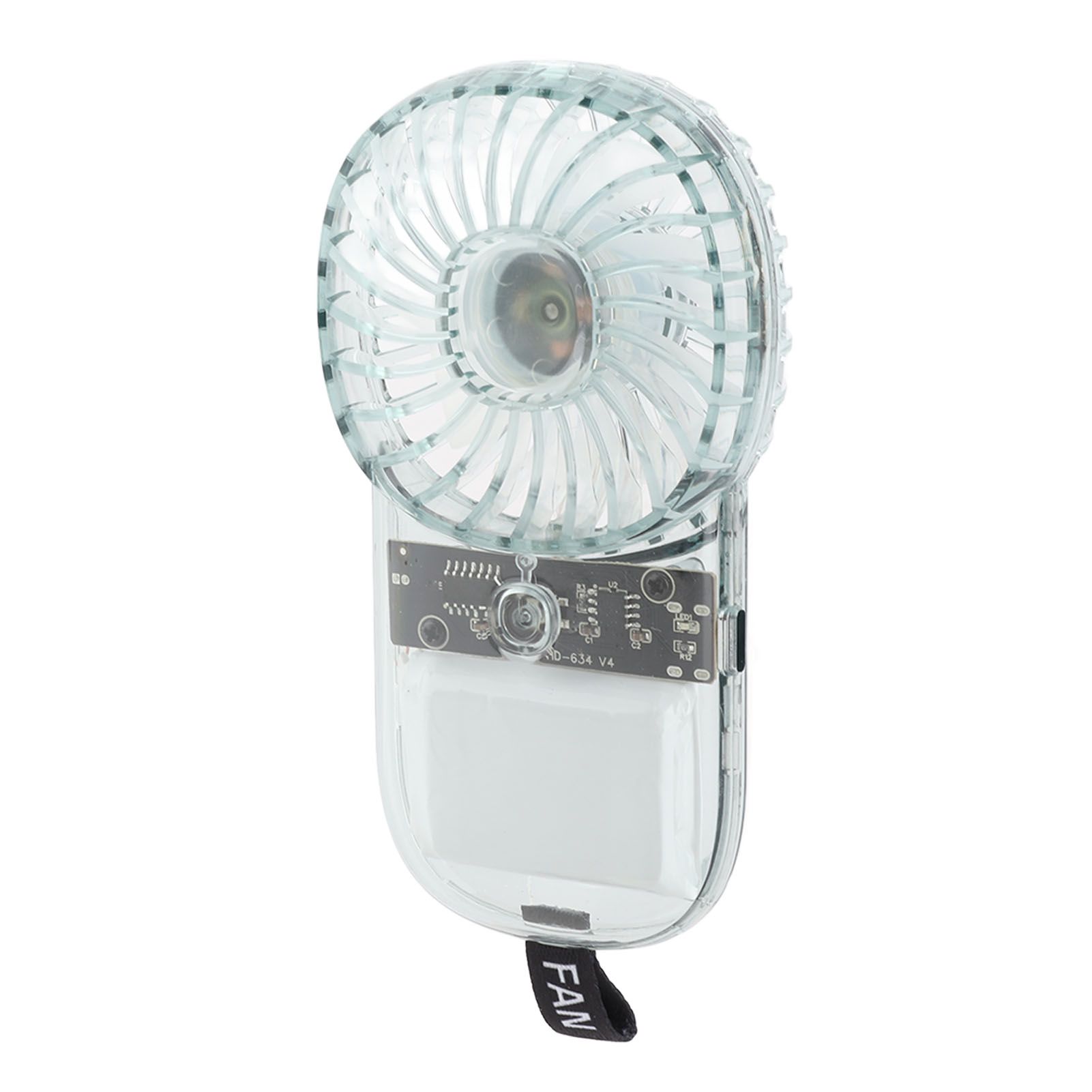Portable Fan Transparent Foldable 1200mAh Battery USB Rechargeable Neck view 3