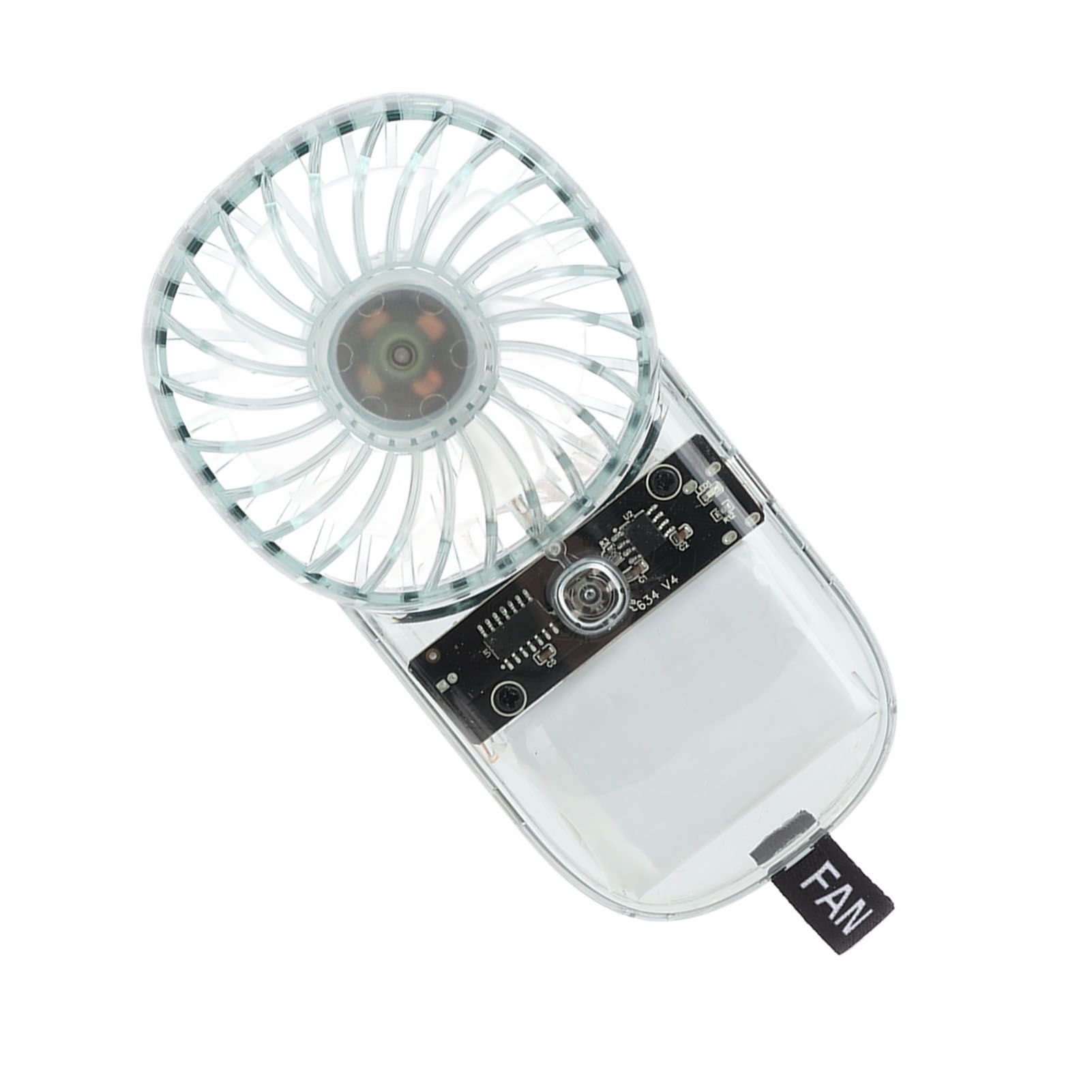 Portable Fan Transparent Foldable 1200mAh Battery USB Rechargeable Neck view 6