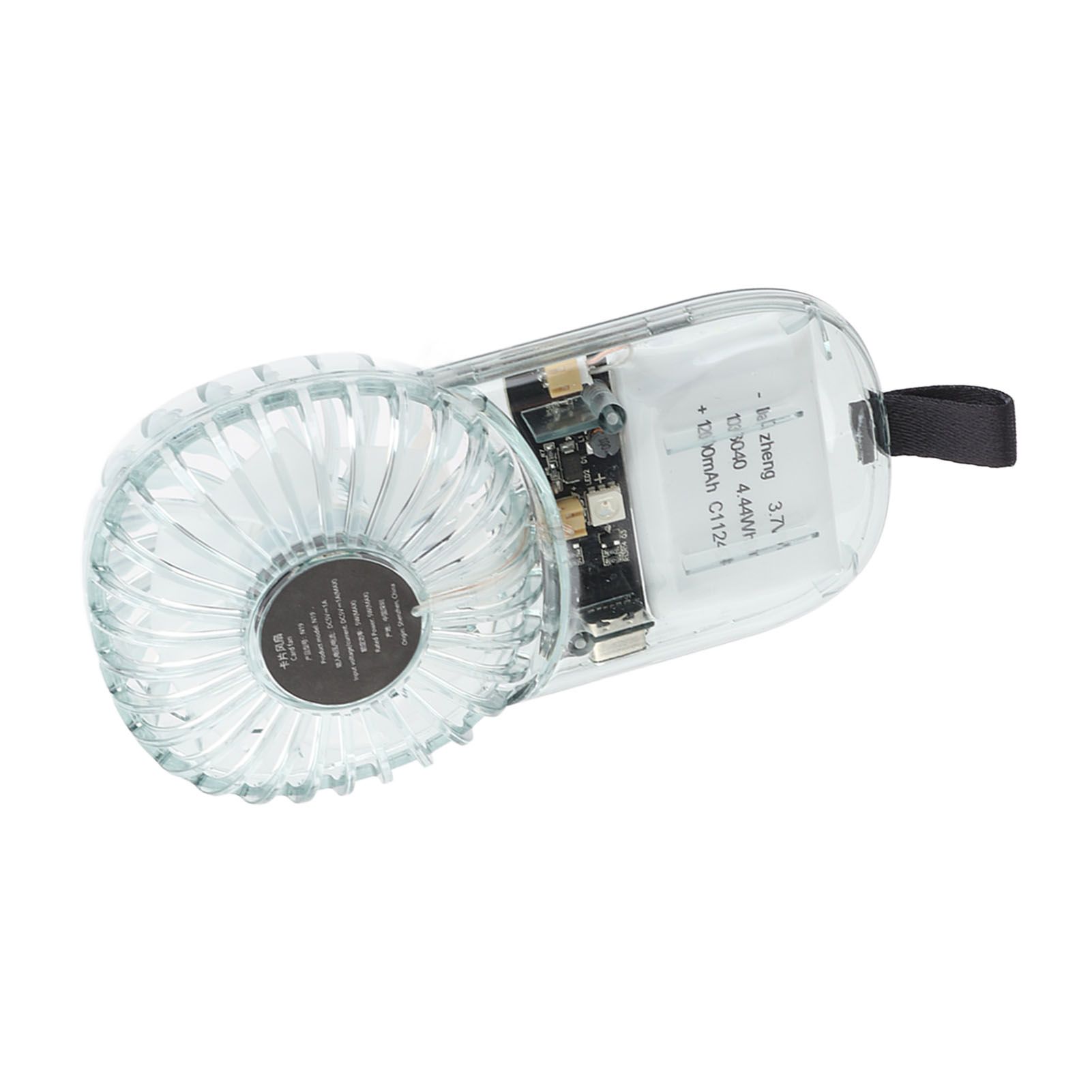 Portable Fan Transparent Foldable 1200mAh Battery USB Rechargeable Neck view 9