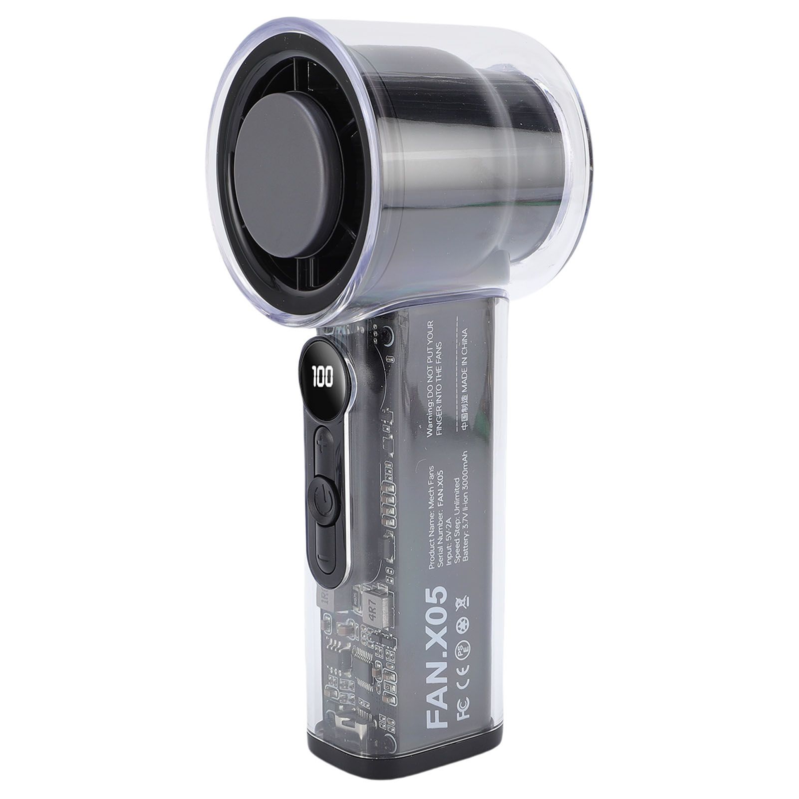 Portable Handheld Turbo Fan Stepless Adjustment Digital Display Silent Small