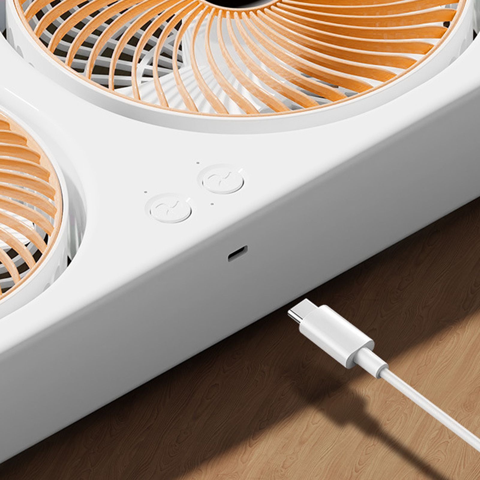 Tabletop Dual Fan USB Rechargeable Silent Air Circulation Fan with Brushless view 2