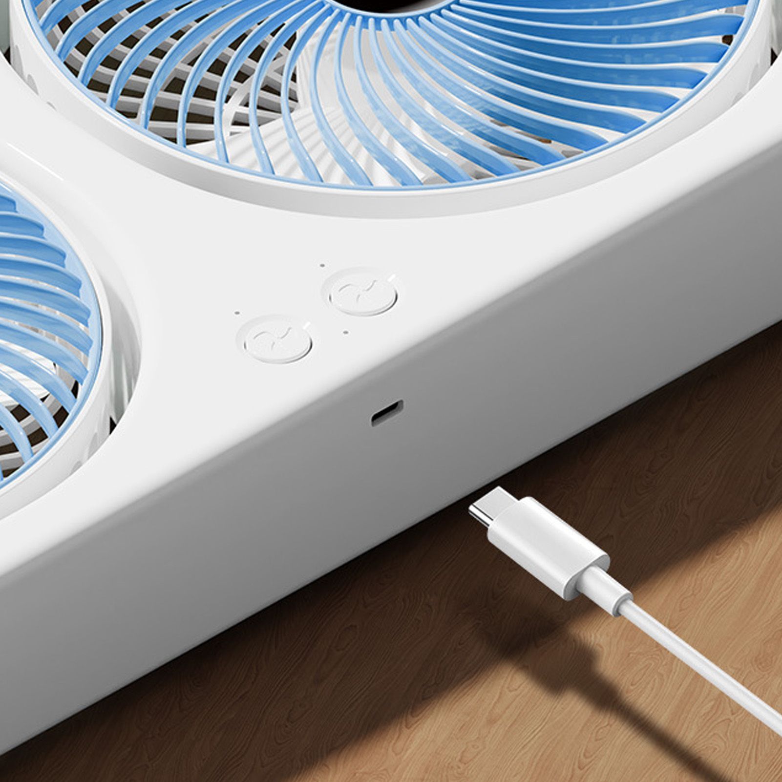 Tabletop Dual Fan USB Rechargeable Silent Air Circulation Fan with Brushless view 2