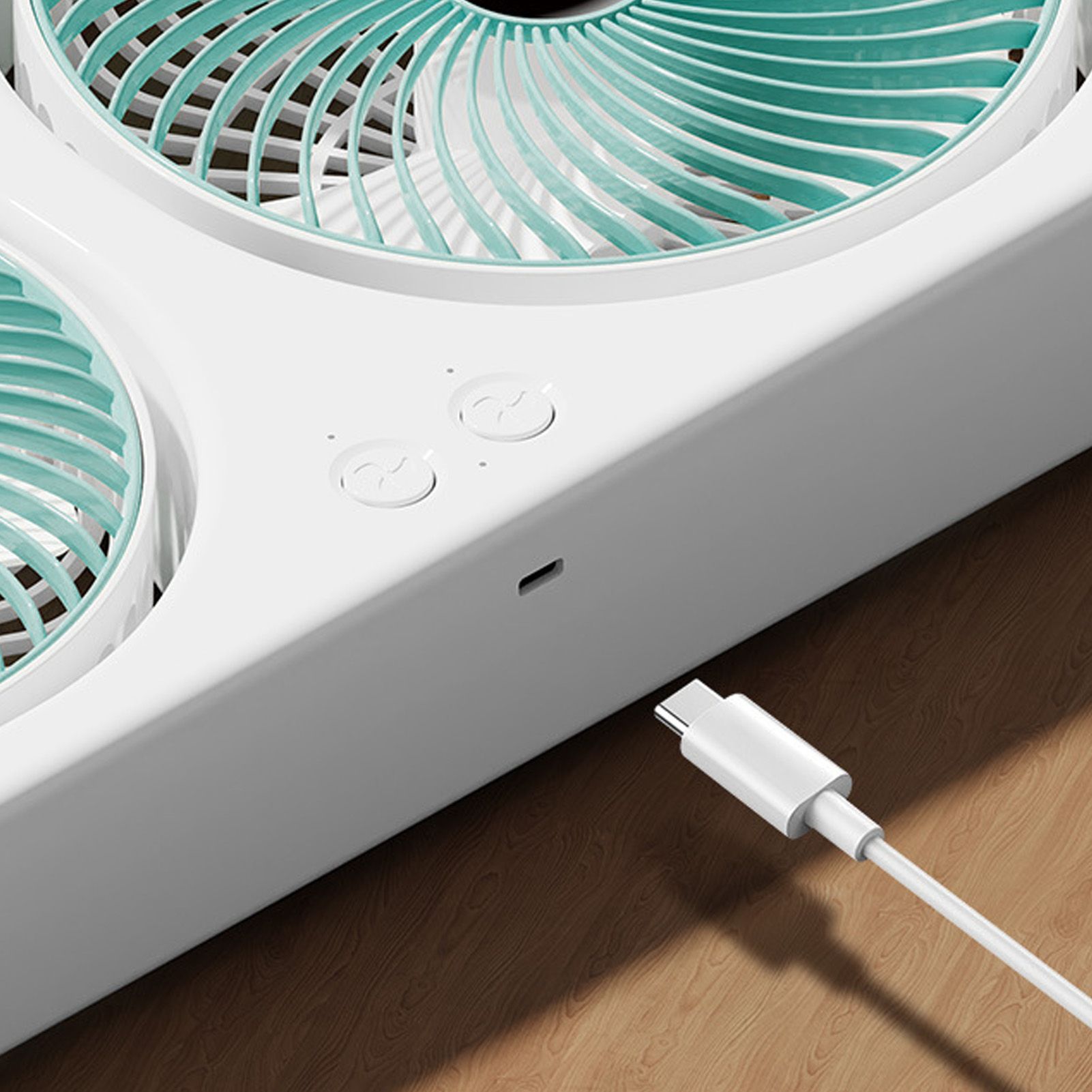 Tabletop Dual Fan USB Rechargeable Silent Air Circulation Fan with Brushless view 2