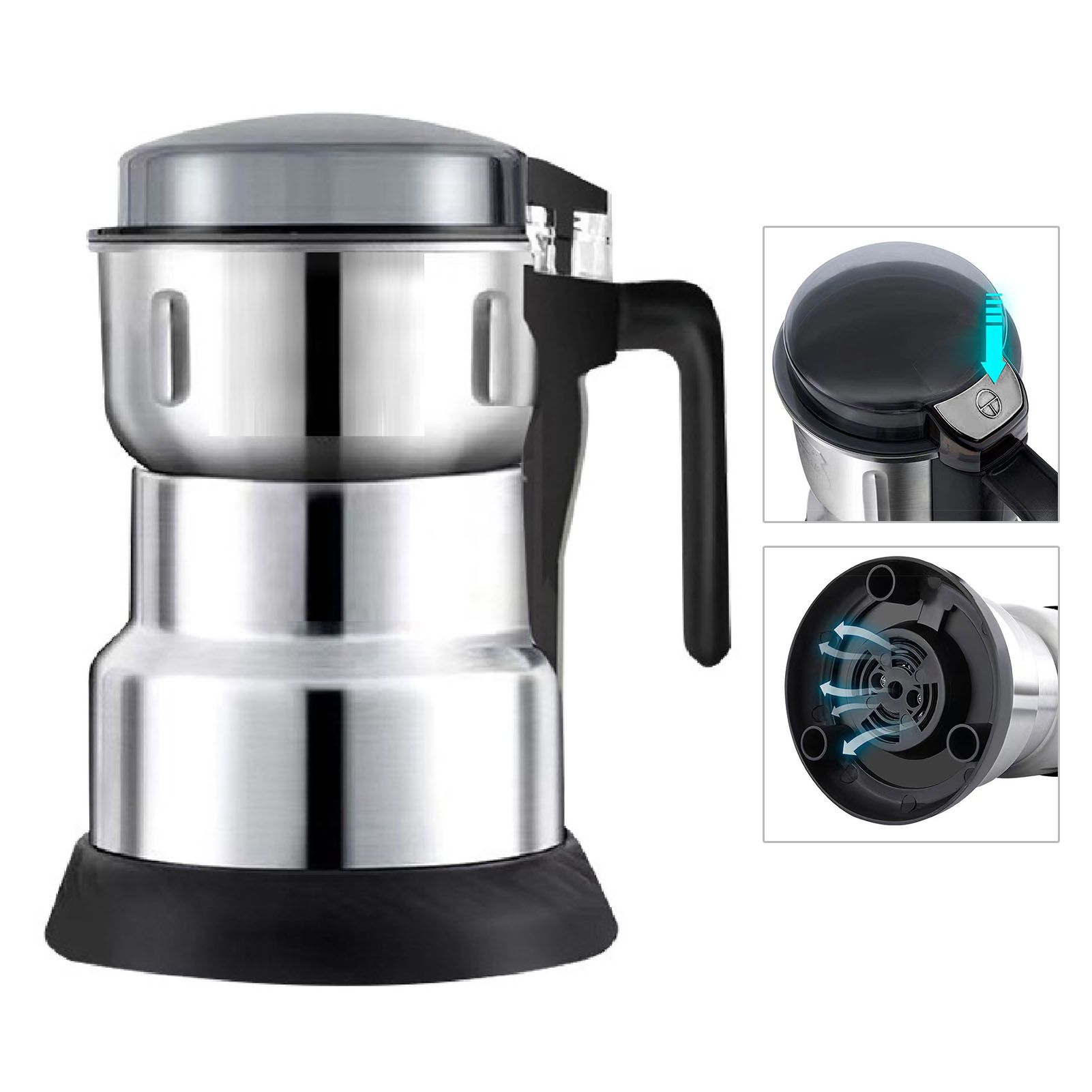 One Touch Coffee Grinder Silver 300W Electric Coffee Grinding Machine for view 6