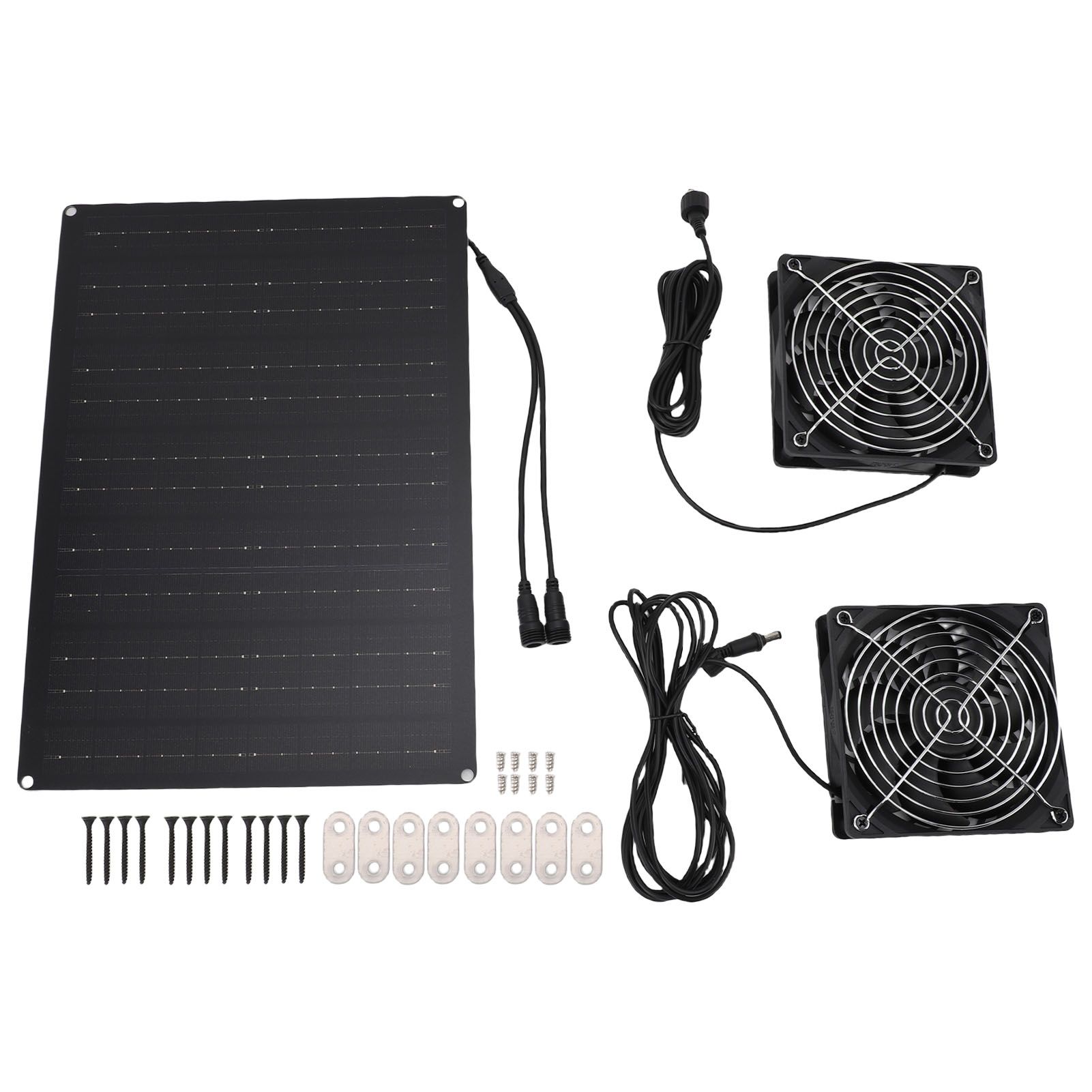 Solar Powered Dual Fan Kit 75W 3000 to 4000RPM IPX7 Waterproofing Solar view 3
