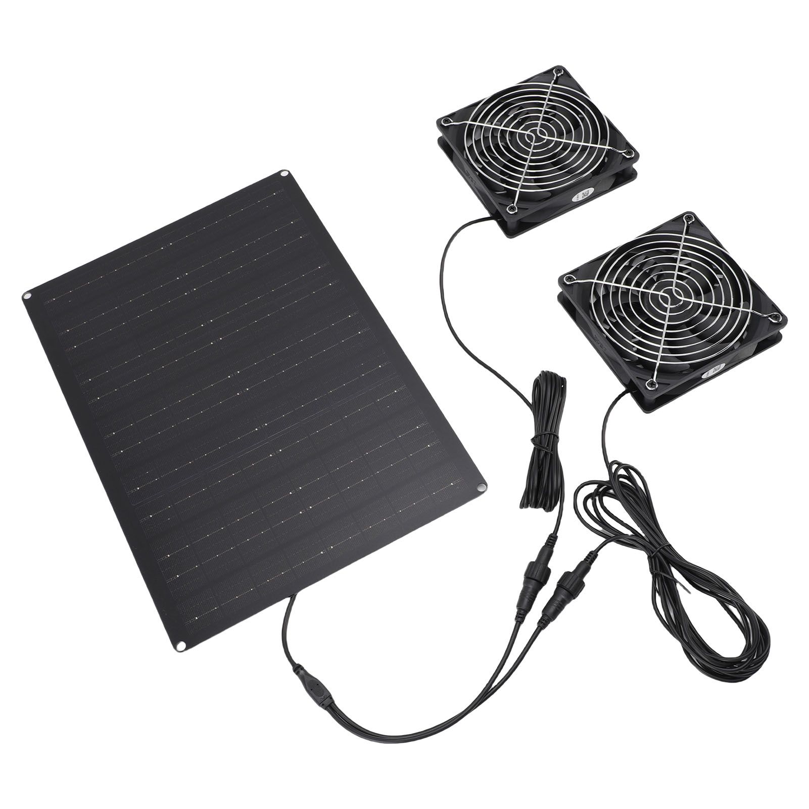 Solar Powered Dual Fan Kit 75W 3000 to 4000RPM IPX7 Waterproofing Solar view 4