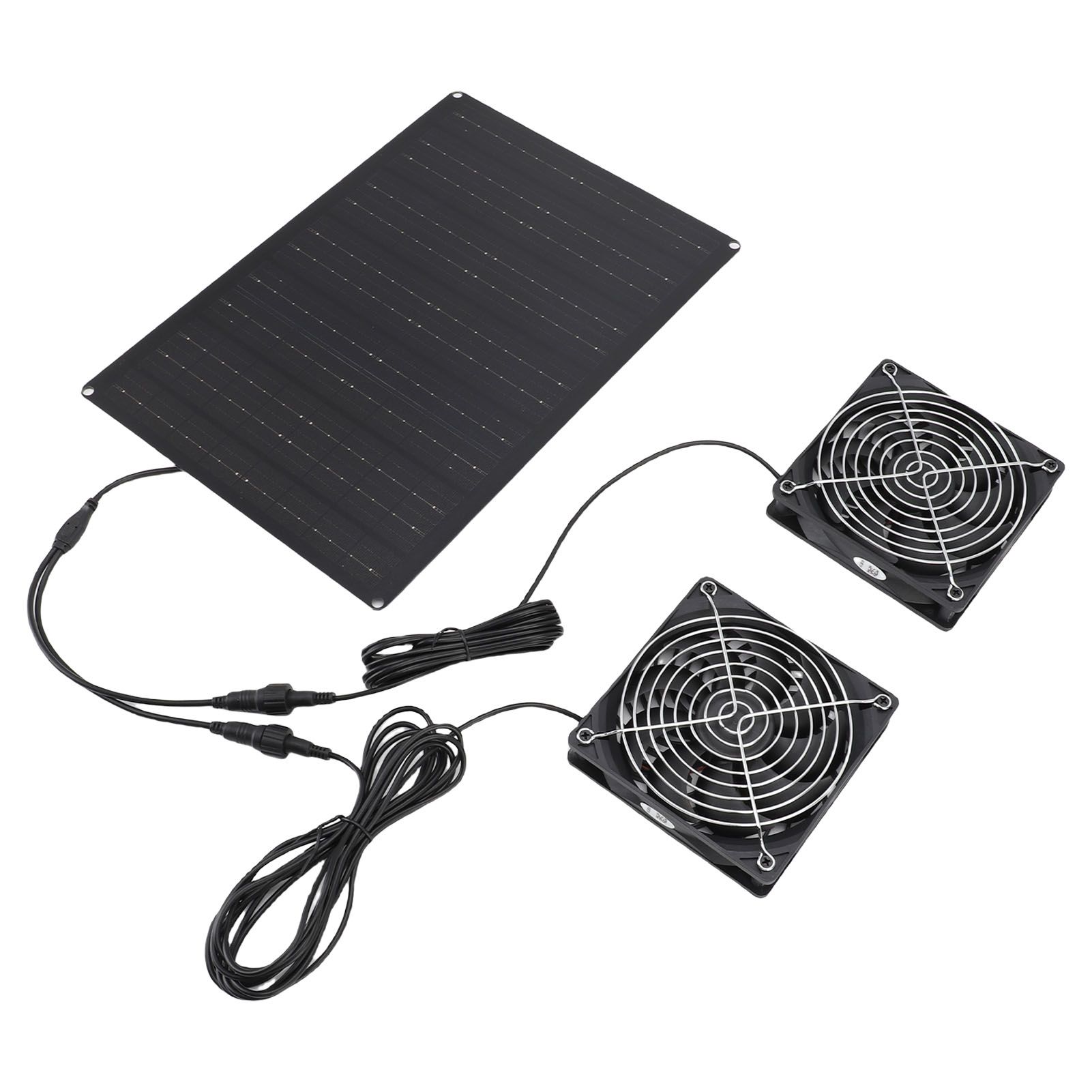 Solar Powered Dual Fan Kit 75W 3000 to 4000RPM IPX7 Waterproofing Solar view 6