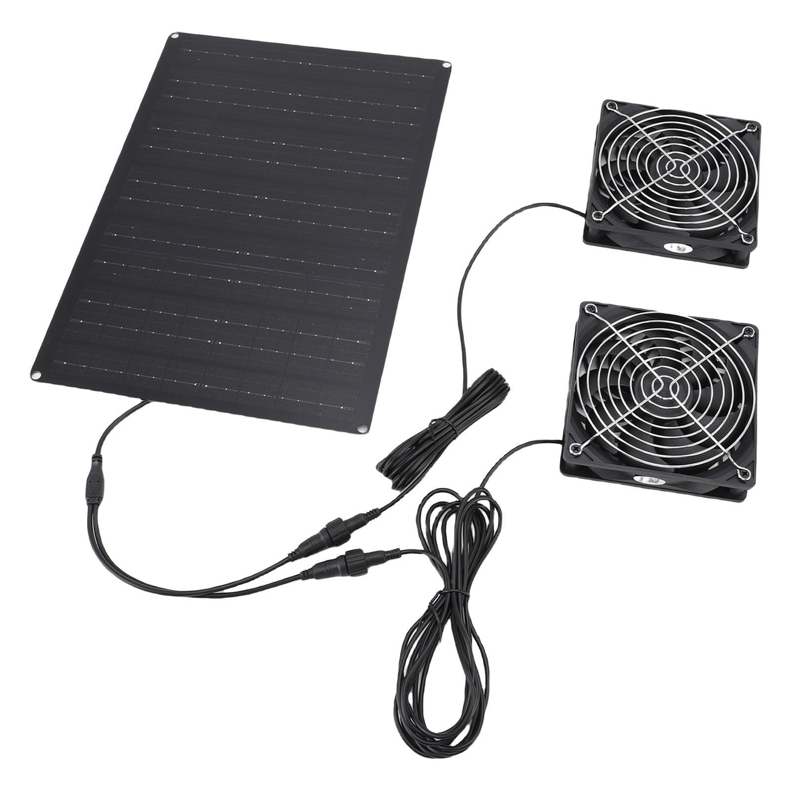 Solar Powered Dual Fan Kit 75W 3000 to 4000RPM IPX7 Waterproofing Solar view 8