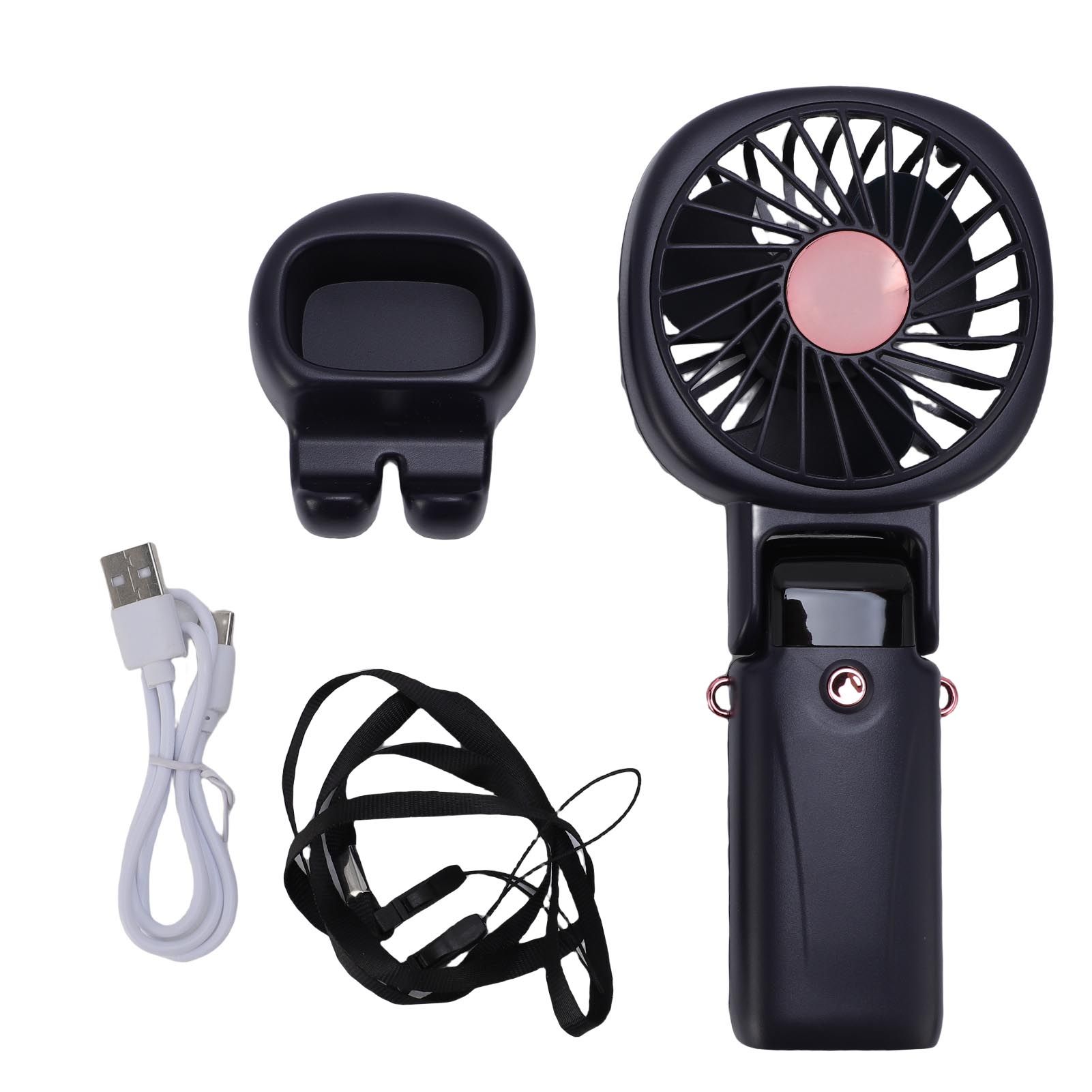 Portable Handheld Fan Power Bank Silent Neck Hanging USB Desktop Fan for view 3